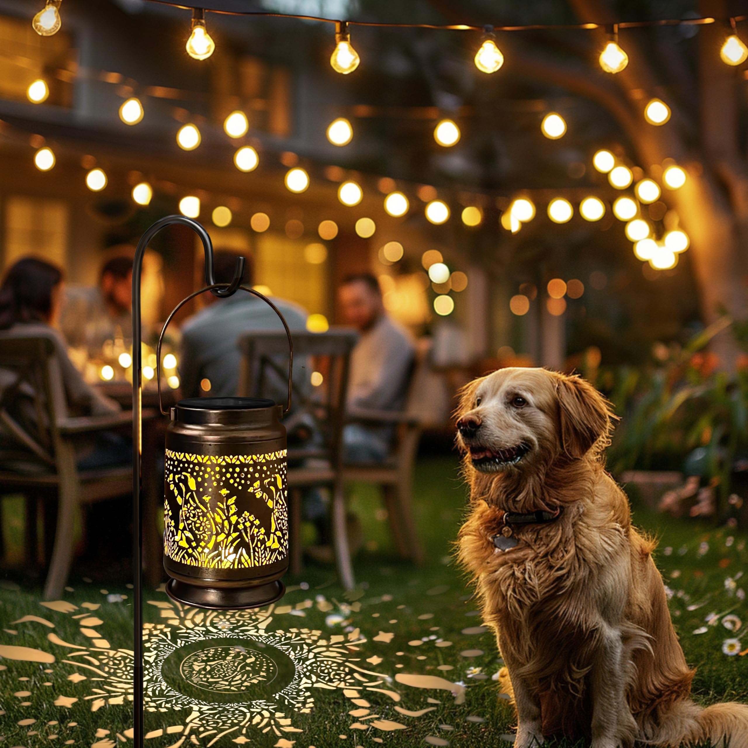 Ky&Bosam Solar Lanterns Pet Dog Memorial Lantern Outdoor Waterproof Metal Solar Light Dog Memorial Gifts, Pet Loss, Pet Sympathy