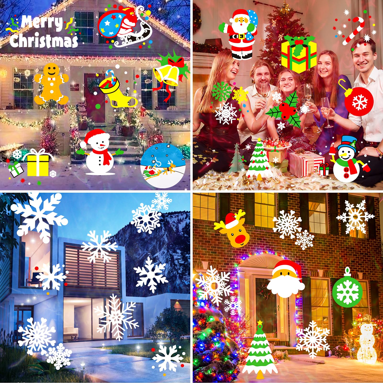 Shedaled Christmas Projector Lights Outdoor 2024 Upgraded, 4/6/8 Theme Patterns Adjustable Holiday Projector, 2 In 1 Led Snowfla