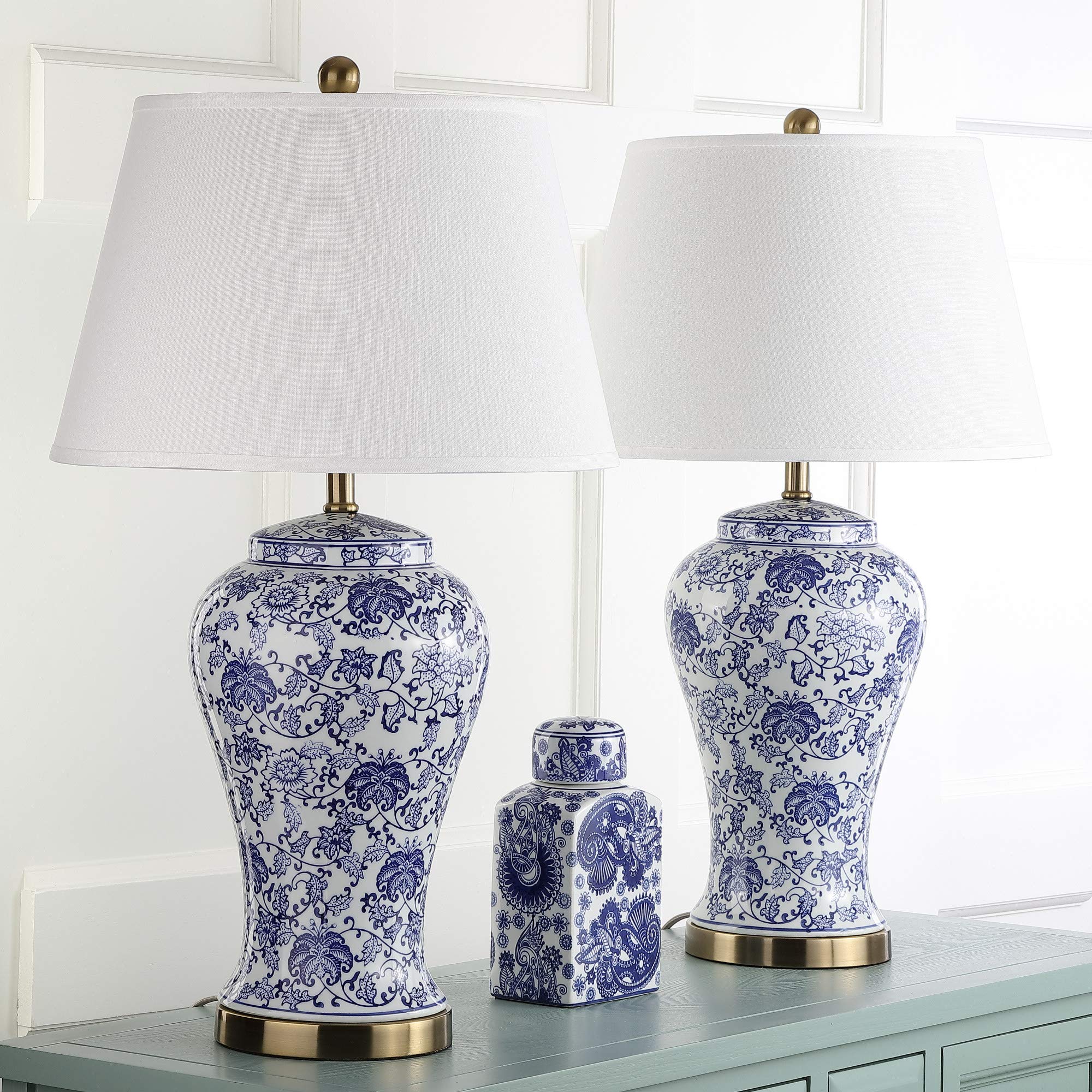 Safavieh Table Lamp Set of 2 - Spring Blossom Multi Floral - 29-inch - Blue/White Ceramic - Model LIT4170B-SET2