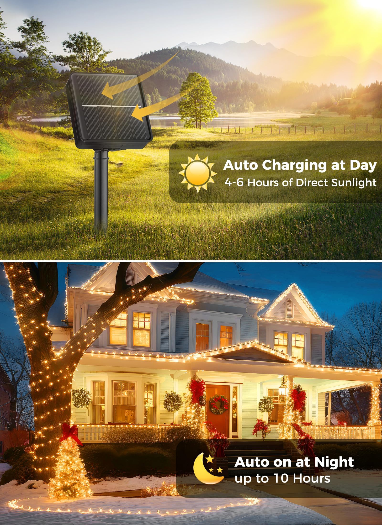 Solar String Lights For Outside  2-Pack 200Led 78Ft Total Solar Lights Outdoor Ip65 Waterproof Solar Powered Lights With 8 Lighting Modes For Party Garden Yard Holiday Tree Decoration  Warm White