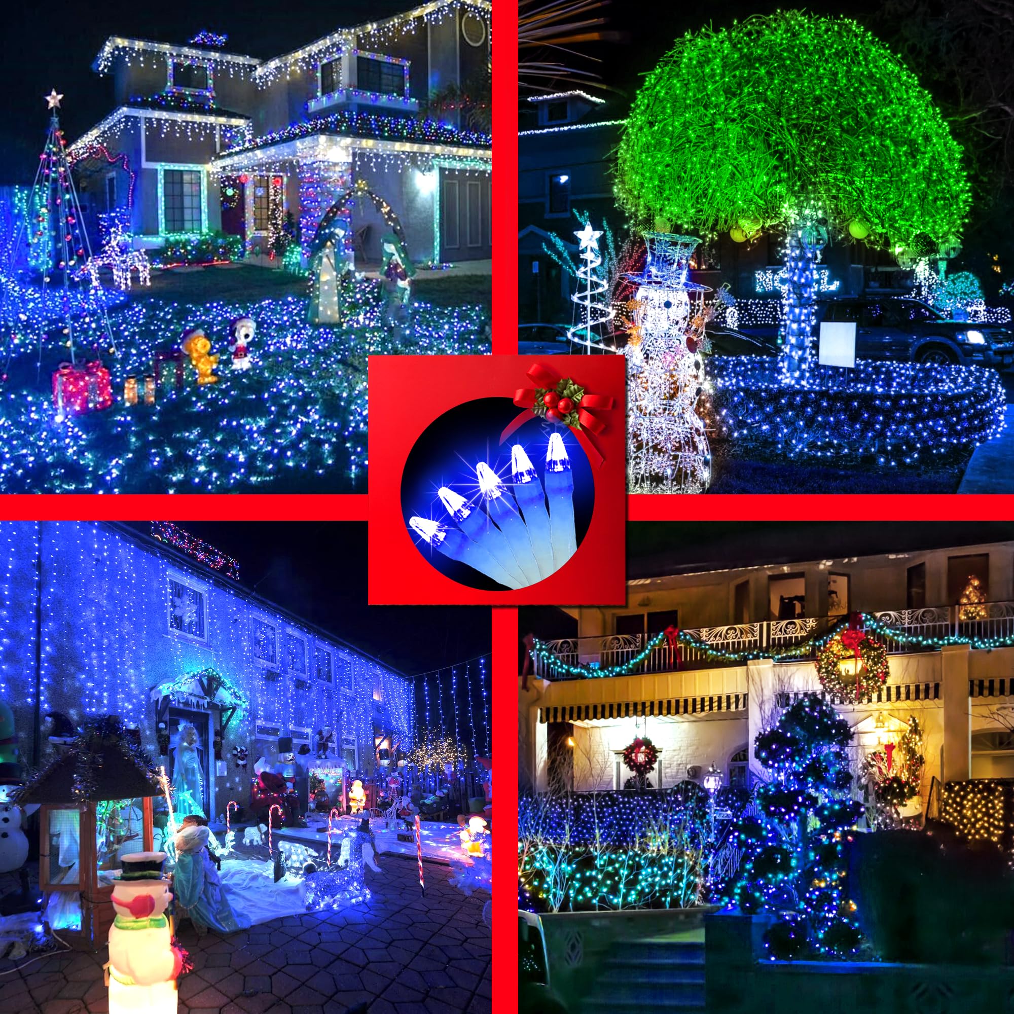 Xikengshq 750 Led Christmas Lights Outdoor Use  246Ft 8 Lighting Modes Fairy Lights For Outside  Christmas Tree Lights Outdoor Ip44 Waterproof For Xmas Patio Yard Fence Deck Balcony Garden Decorblue