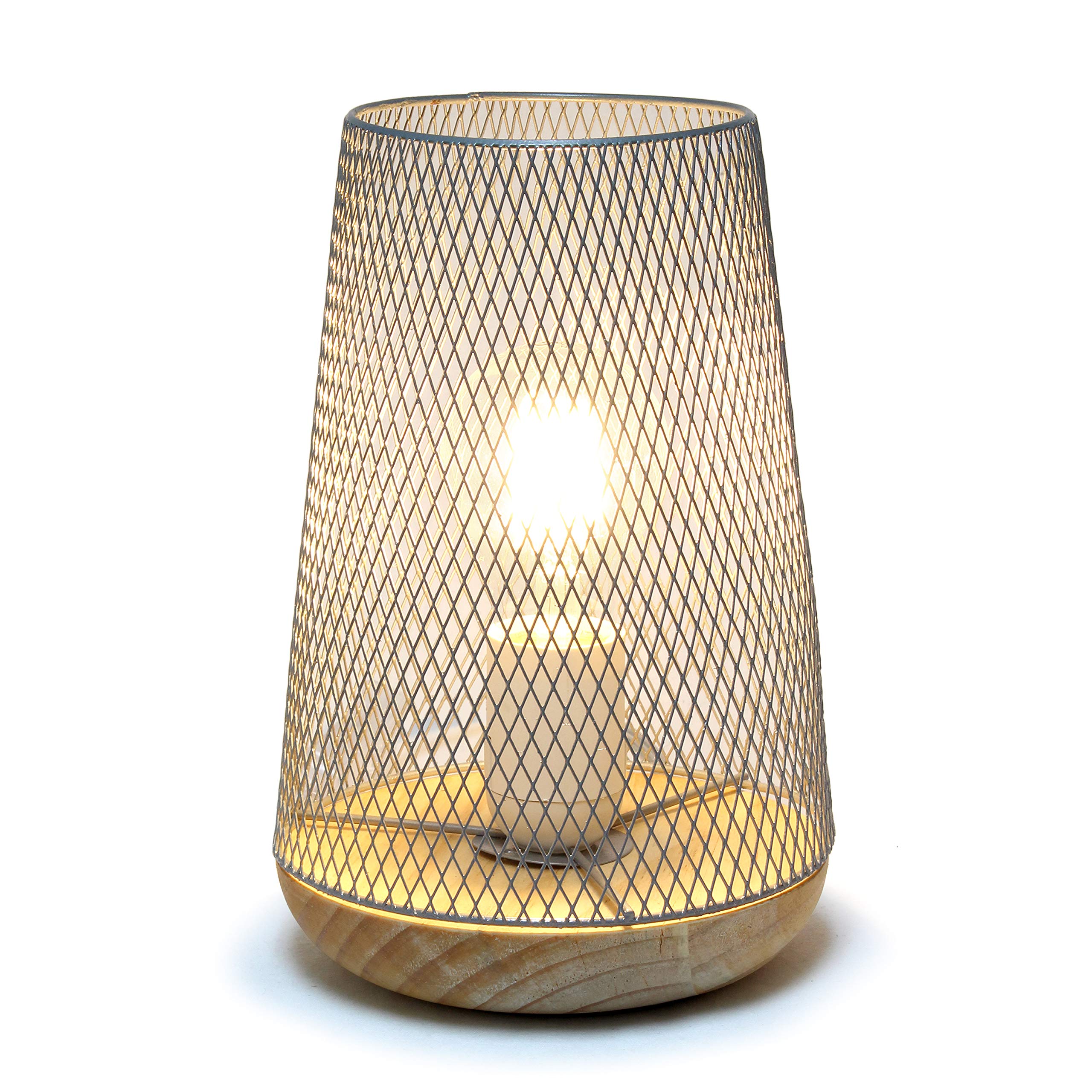 Simple Designs Lt1074-Gry Wired Mesh Uplight Table Lamp, Gray