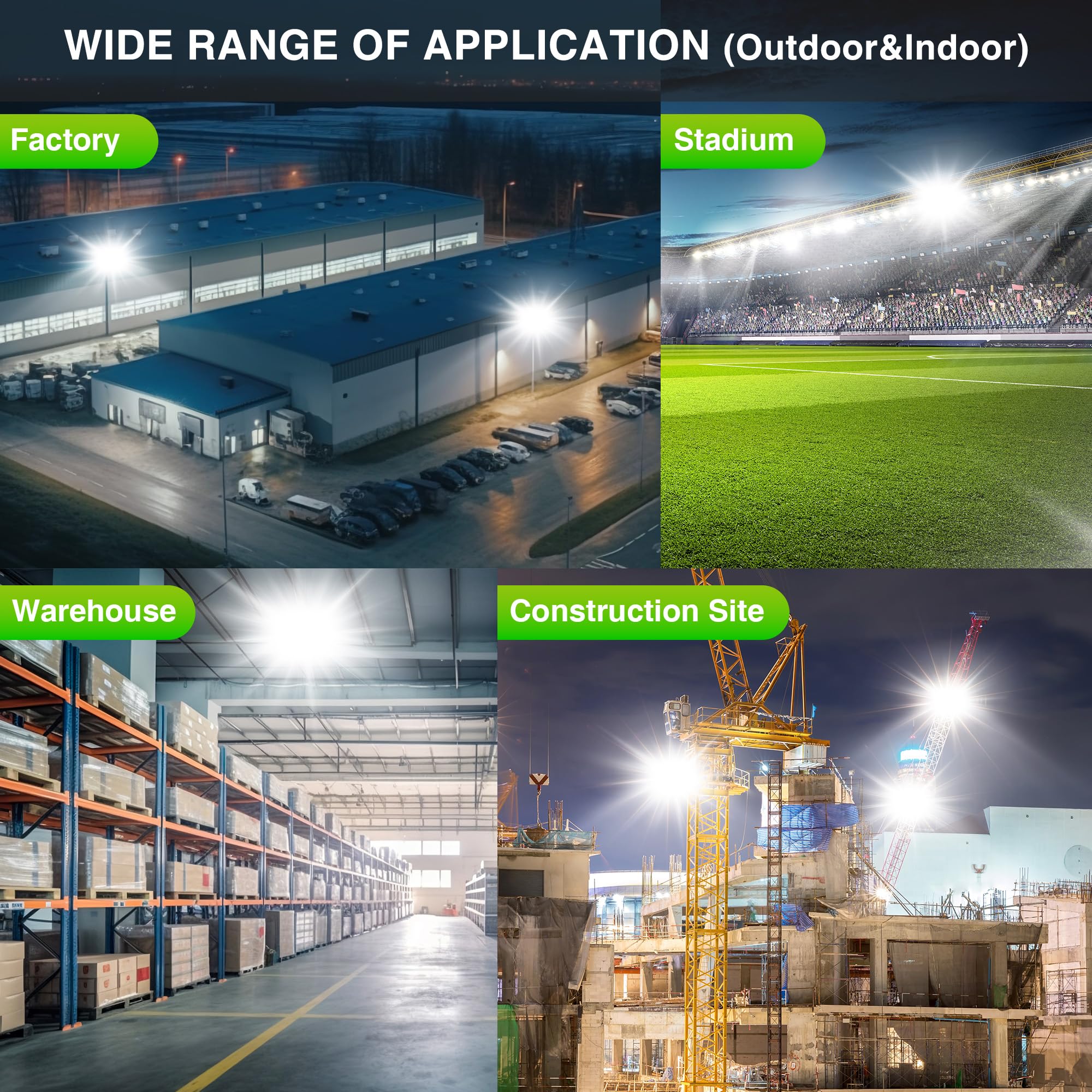 Led Flood Light Outdoor, Stasun 900W 90000Lm 6000K Daylight White Ip66 Waterproof, Commercial Parking Lot Light,3 Heads For Yard Street Stadium House Floodlight Bright Security Lights For Outdoor Area