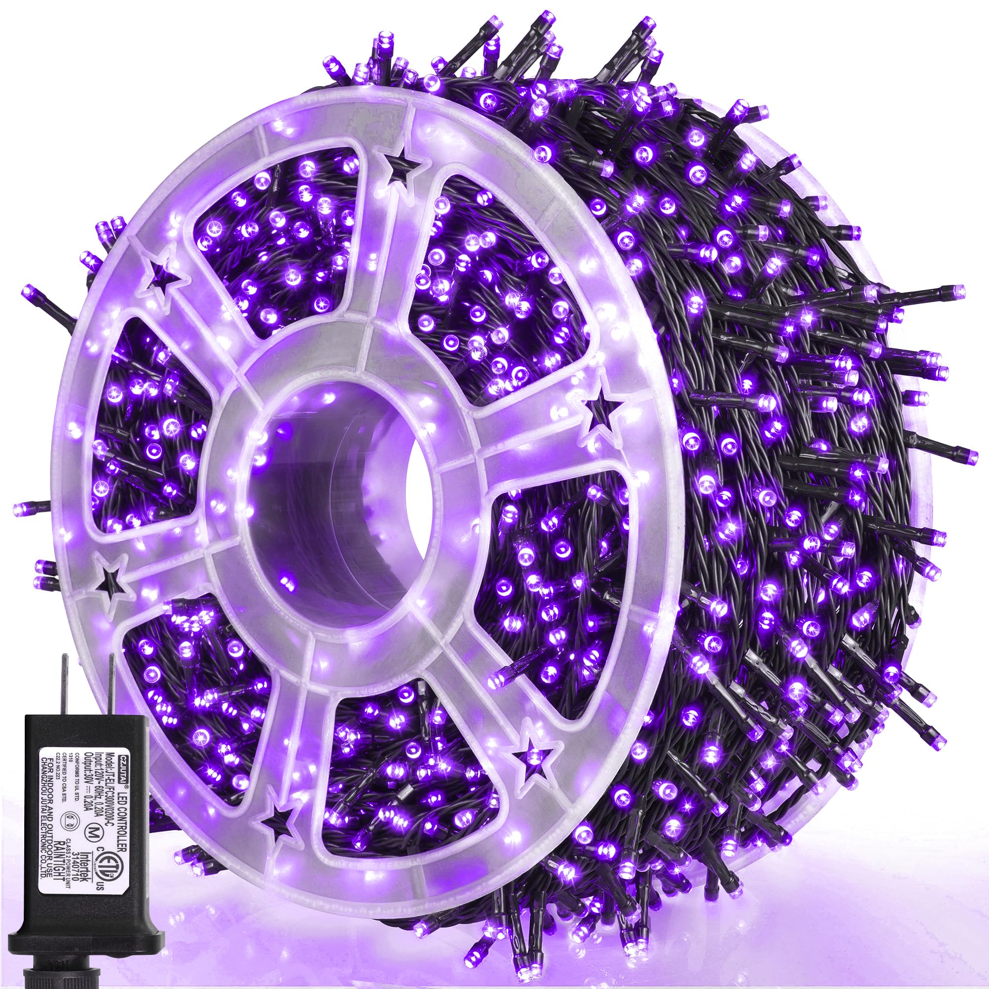 weillsnow 500 LED Purple Christmas Lights, 164FT, Waterproof, 8 Modes, Indoor Outdoor Decor