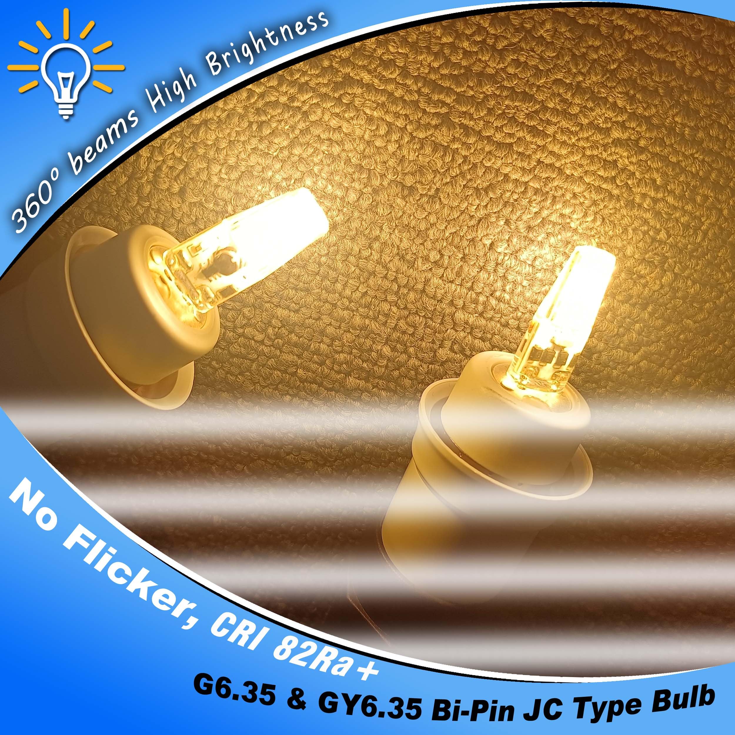 Heifymi Gy6.35 Led Bulb 2W Equivalent 20W Halogen Bulb 2700K Warm White Ac/Dc 12-24 Volt G6.35/Gy6.35 Bi-Pin Jc Type Bulb For La