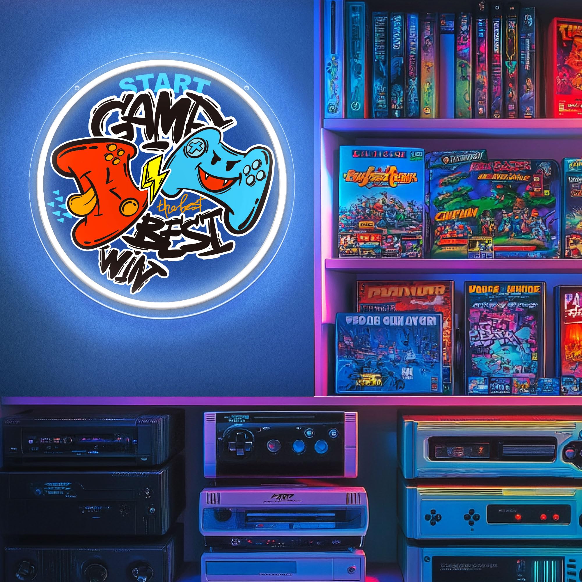PSPCBS Gamer Neon Sign - LED Acrylic Light for Game Rooms, 12x12 inches, White-Game