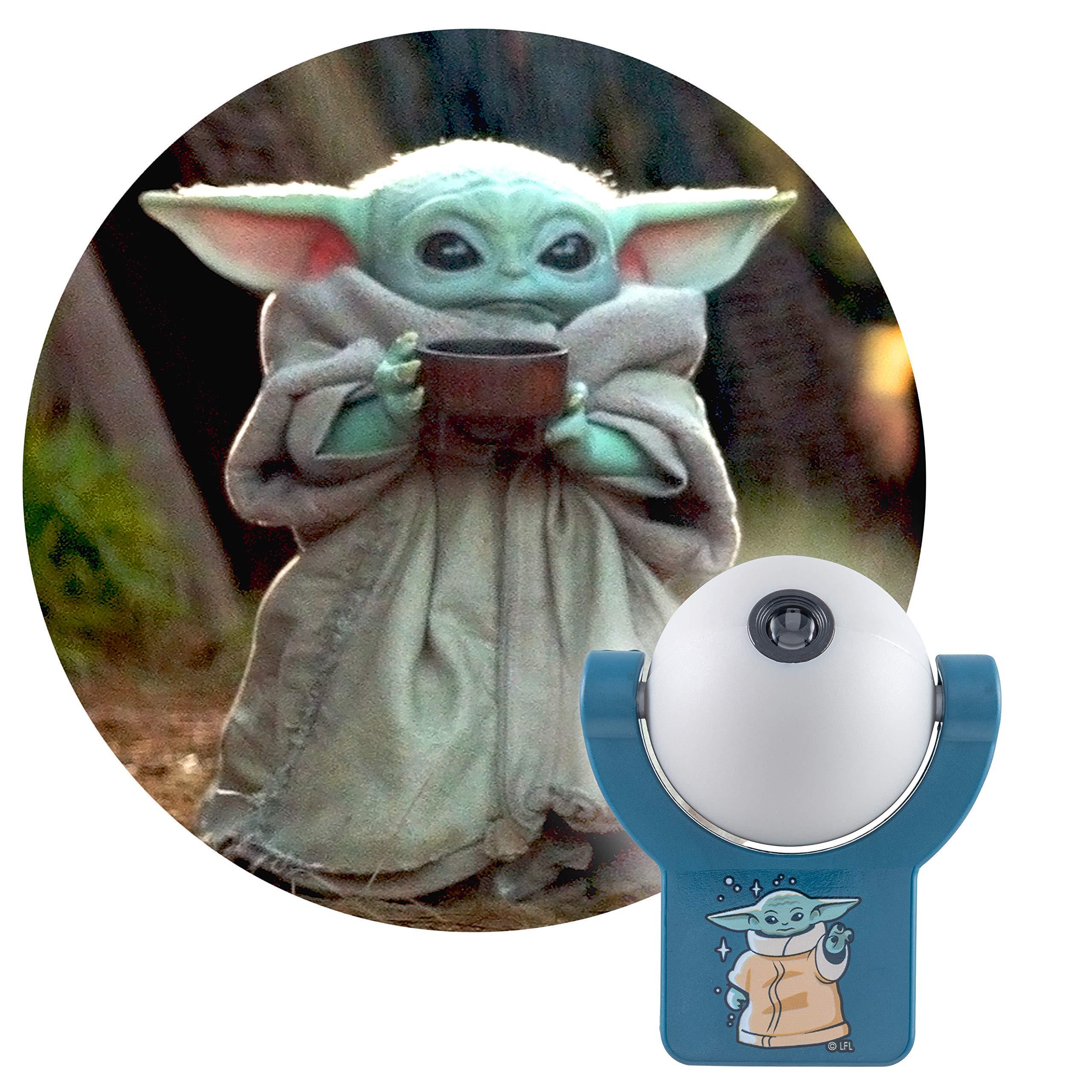 Projectables Star Wars LED Night Light, Mandalorian, Plug-in, Dusk to Dawn, 1 Image, Blue - Grogu, Model 53814