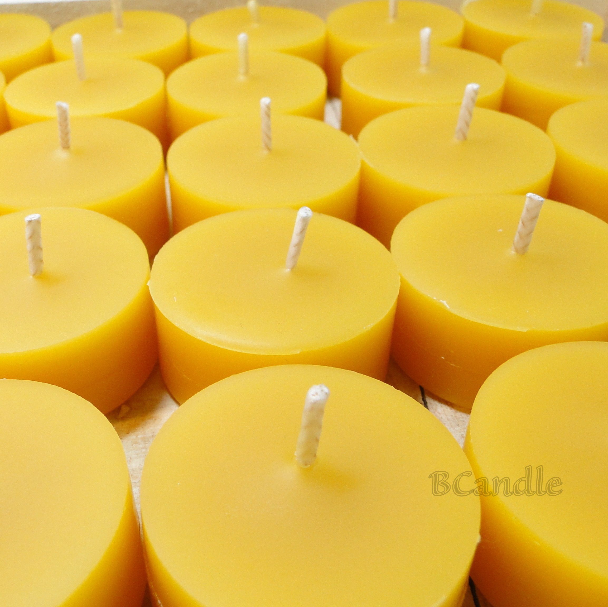 Bcandle 100% Pure Beeswax Tea Lights Candles Organic Hand Made Refills (No Cup) (6)