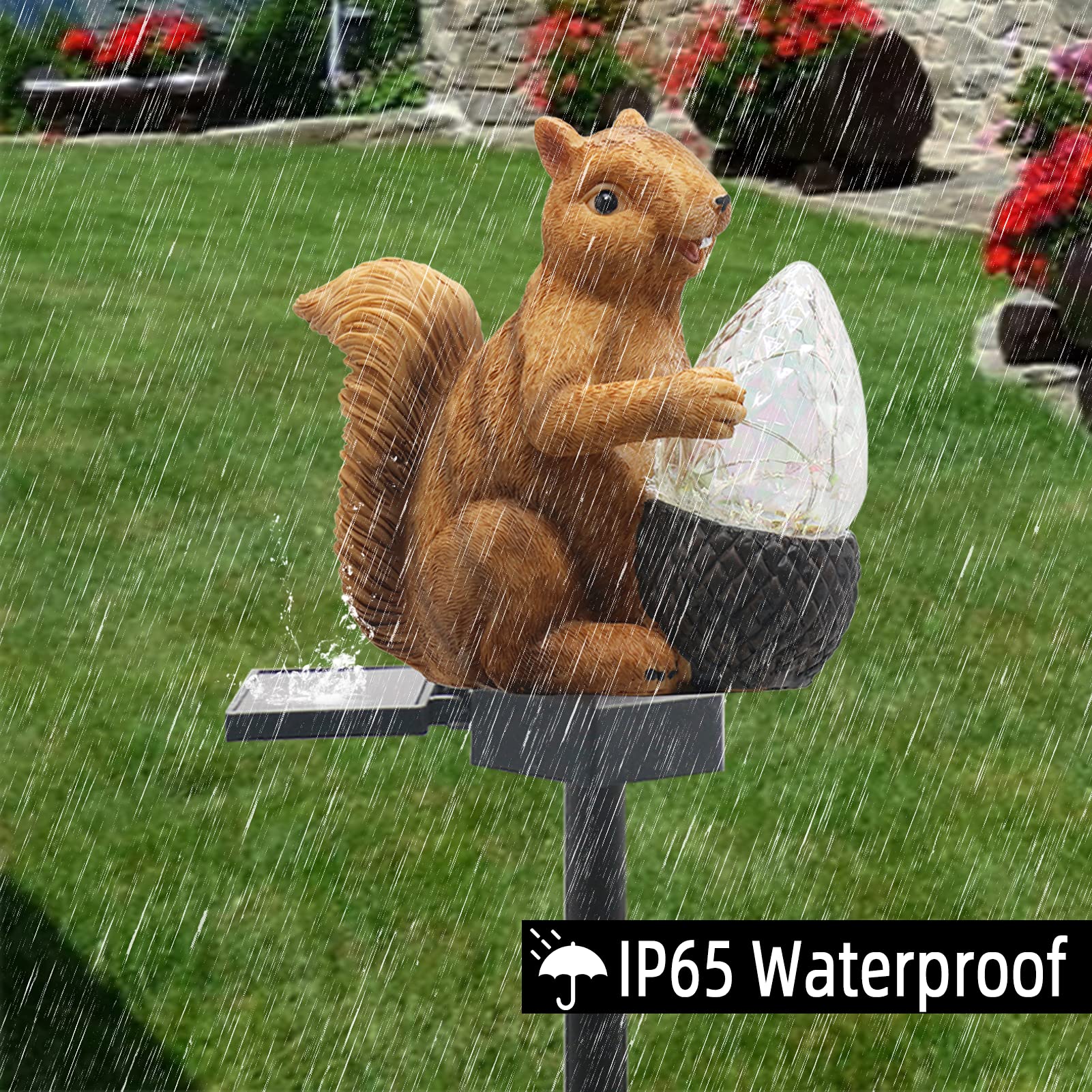 VGYVGYCC Solar Squirrel Stake Lights - Colorful LED, IP65 Waterproof, Resin Garden Decor for Yard and Patio
