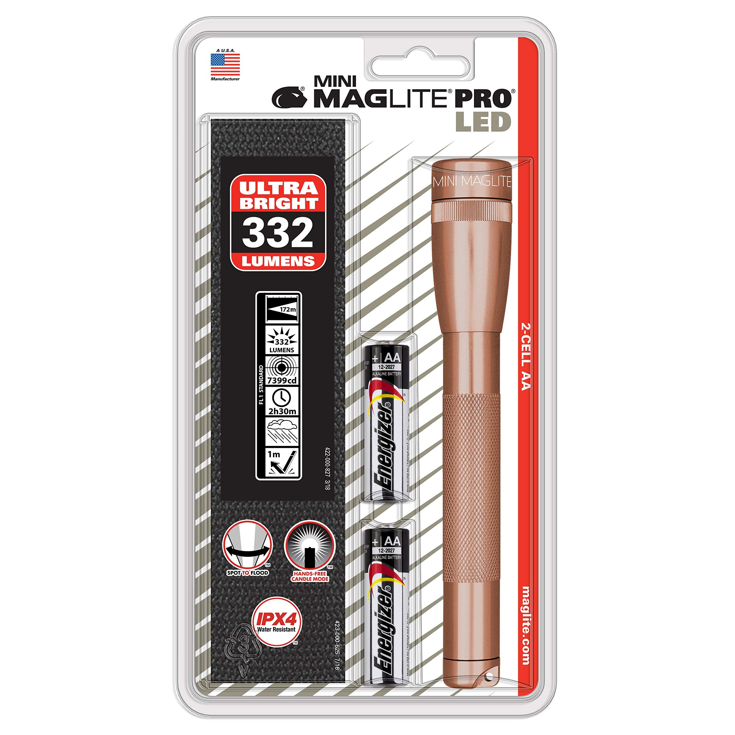 Maglite Sp2Psvh: Mini Led 2 Cell Aa Pro Flashlights Rose Gold