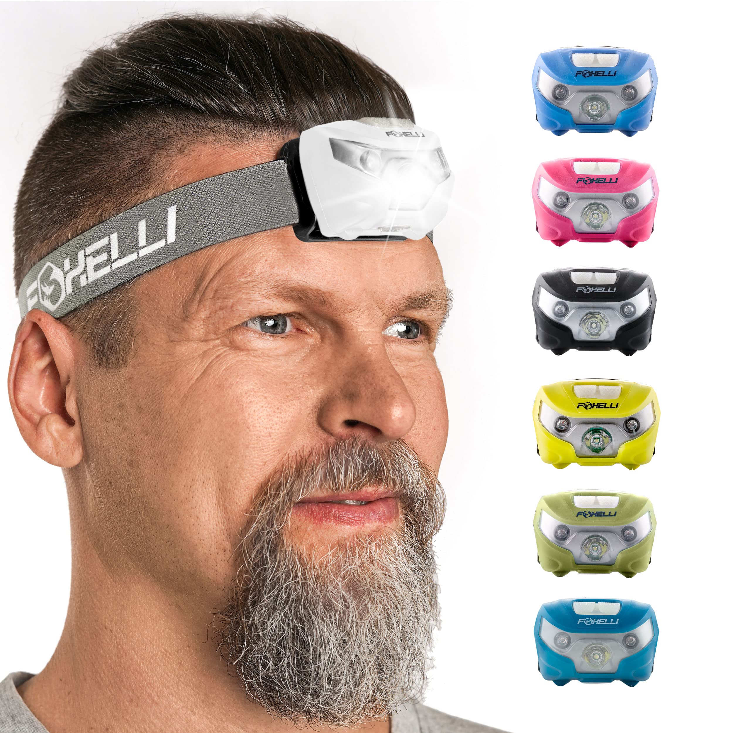 Foxelli Rechargeable Headlamp - Super Bright Led Light For Running, Camping & Hiking - Lightweight - White - Model Mx10L