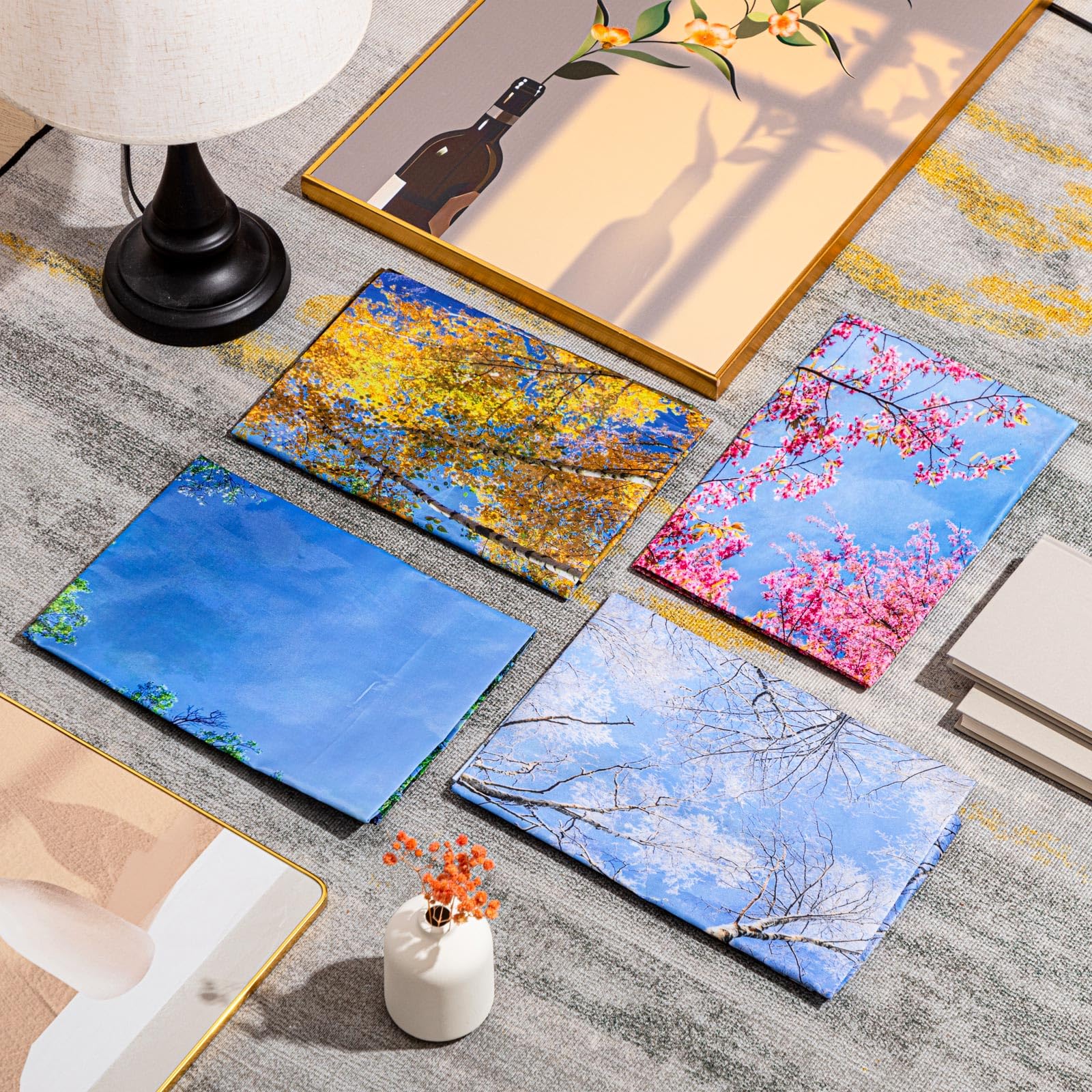 ROCEEI Fluorescent Light Covers Pack of 4, 4x2 Ft, Polyester, Magnetic, Season Decor for Classroom, Office, Home