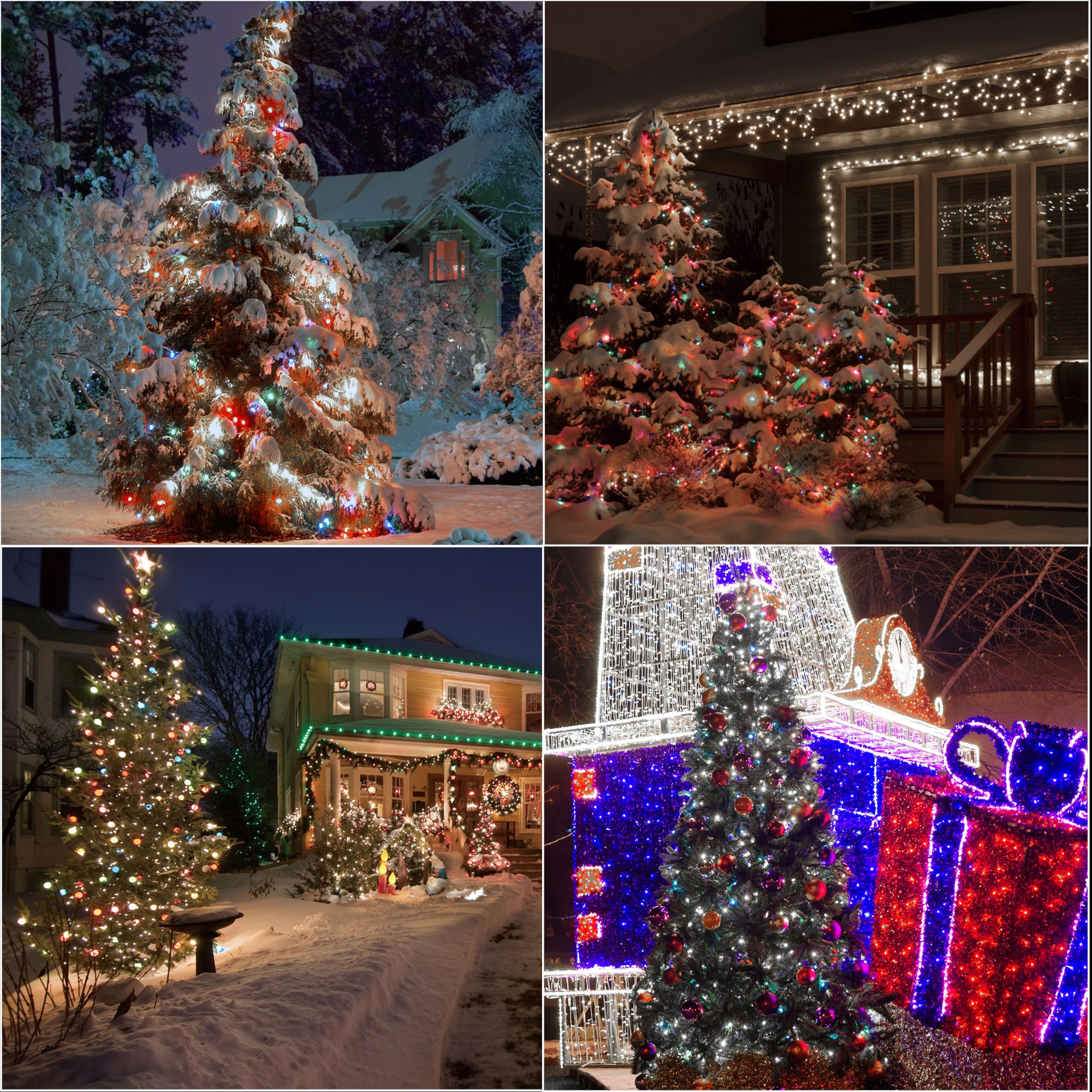 Lamphome 33Ft Christmas Decorative Mini Lights  100 Led Transparent Wire Fairy Starry String Lights Plug In  12 Lighting Modes  For Indoor Outdoor Xmas Tree Wedding Party Decoration (White+Multicolor)