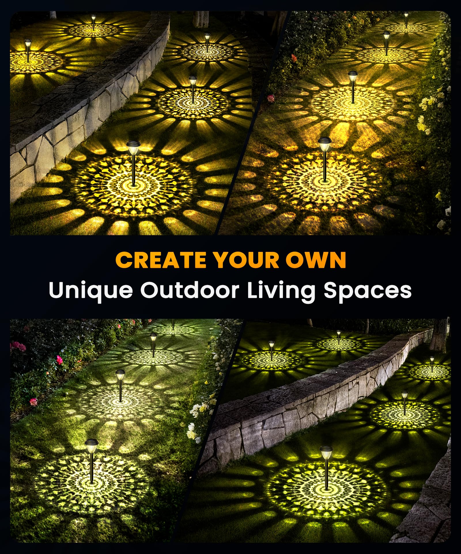 Sunow Super Bright Solar Lights For Outside, Up To 12H Solar Lights Outdoor Waterproof, 8 Pack Outdoor Lights Decorative, Garden