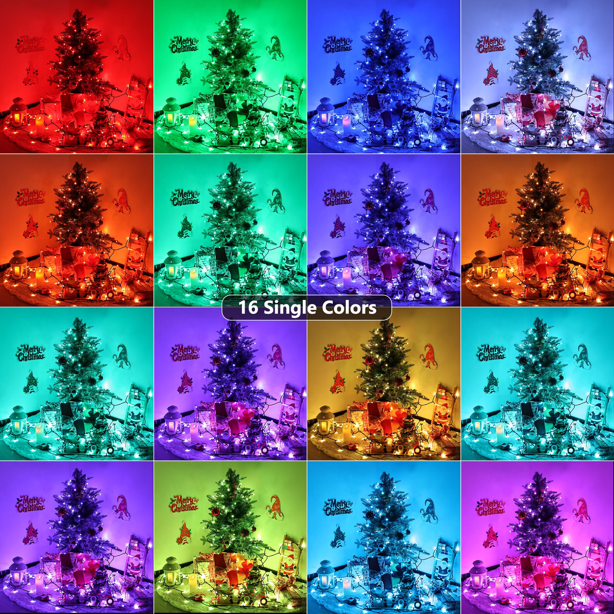 Zeiliuled 82ft RGB Christmas Color Changing String Lights, 200 LED Outdoor with Remote, Plastic for Home Yard Garden Decorations