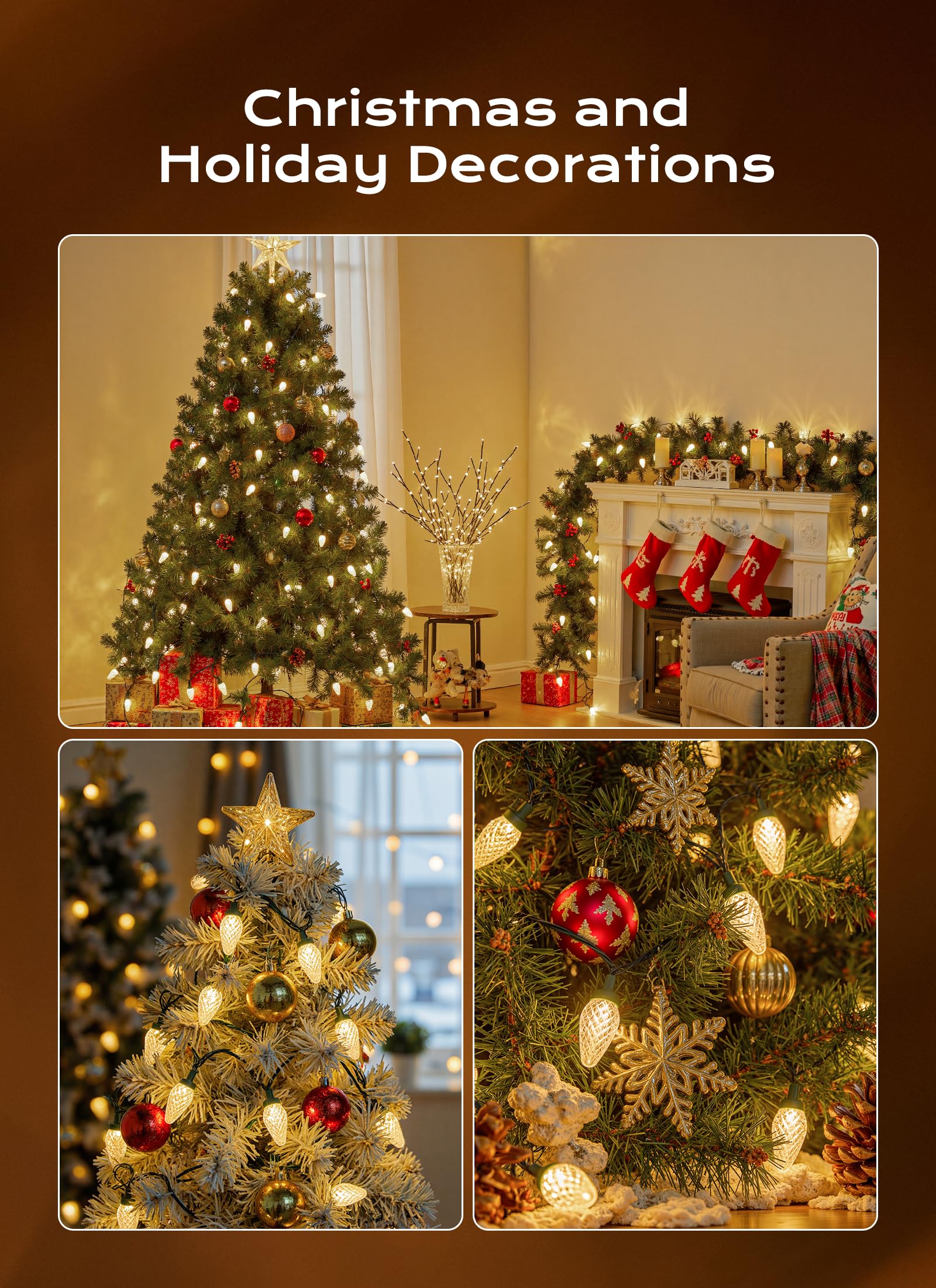 C9 Christmas Lights Outdoor  100 Ft 150 Led Connectable C9 String Lights With 8 Modes And Timer Extendable Xmas Tree Patio Roofline Garden Yard Holiday Party Indoor Outdoor Decoration  Warm White