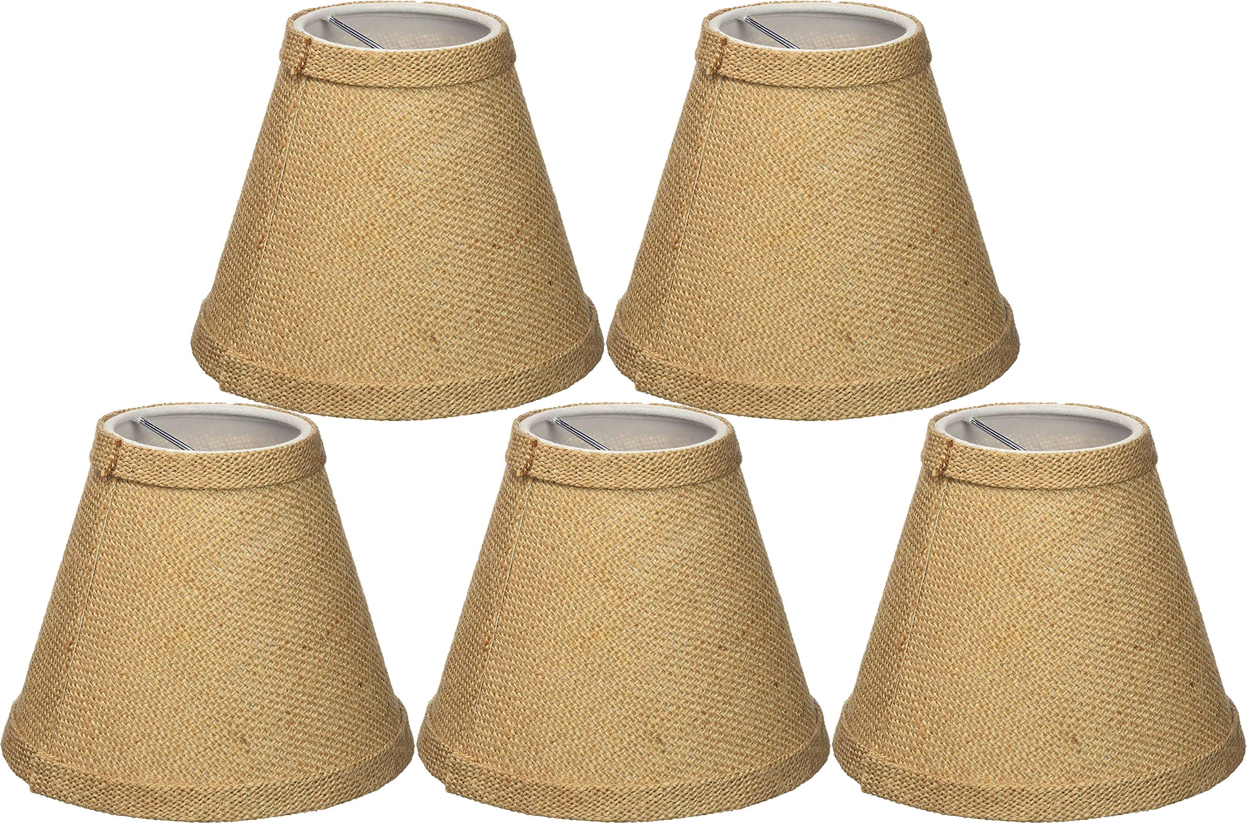 Urbanest Chandelier Lamp Shade, Hardback Burlap, Clip On, 6 Inch, Set of 5