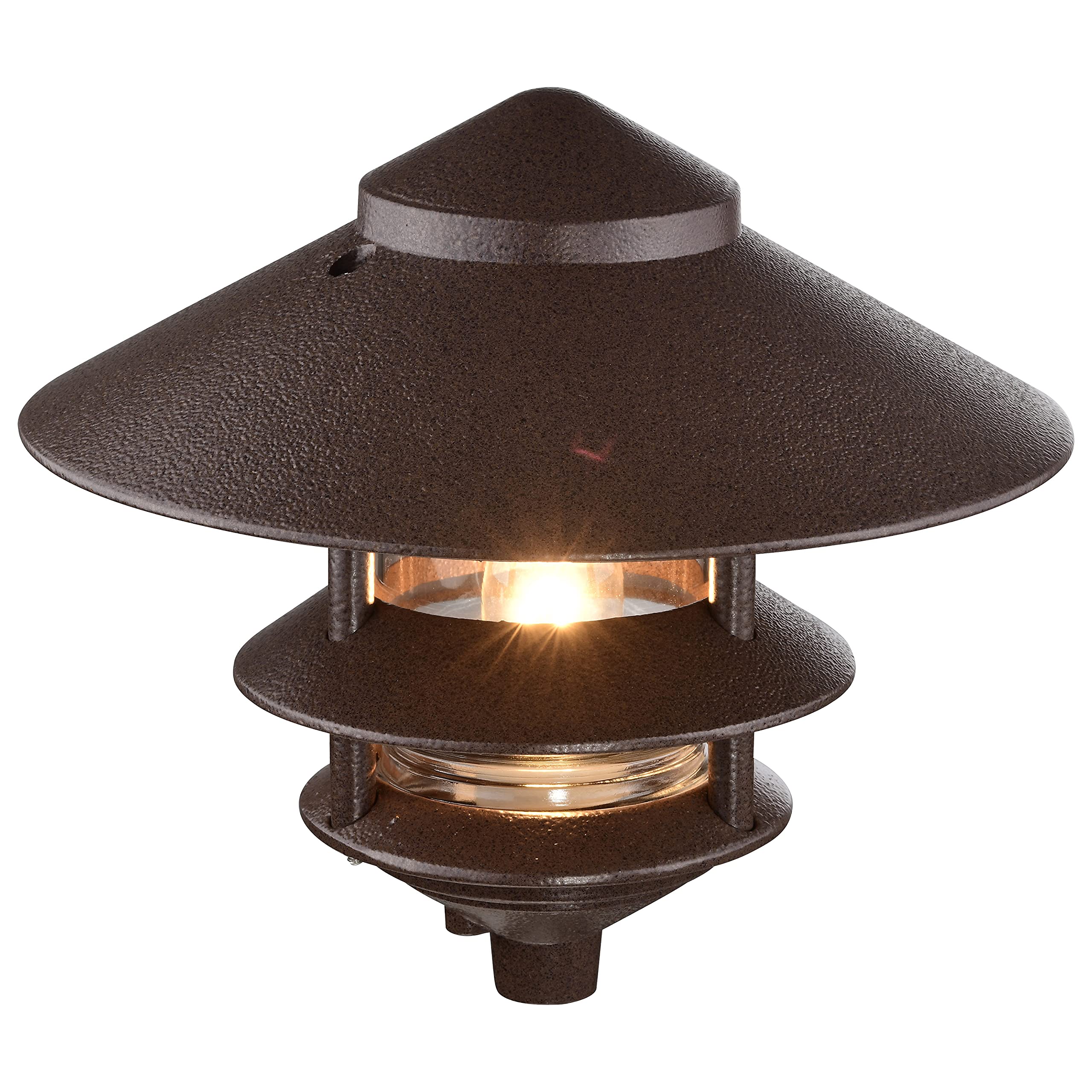 Nuvo Sf76/637 One 2 Louver Hood Outdoor Pagoda Landscape Pathway Light, 3 Tier-Large, Old Bronze