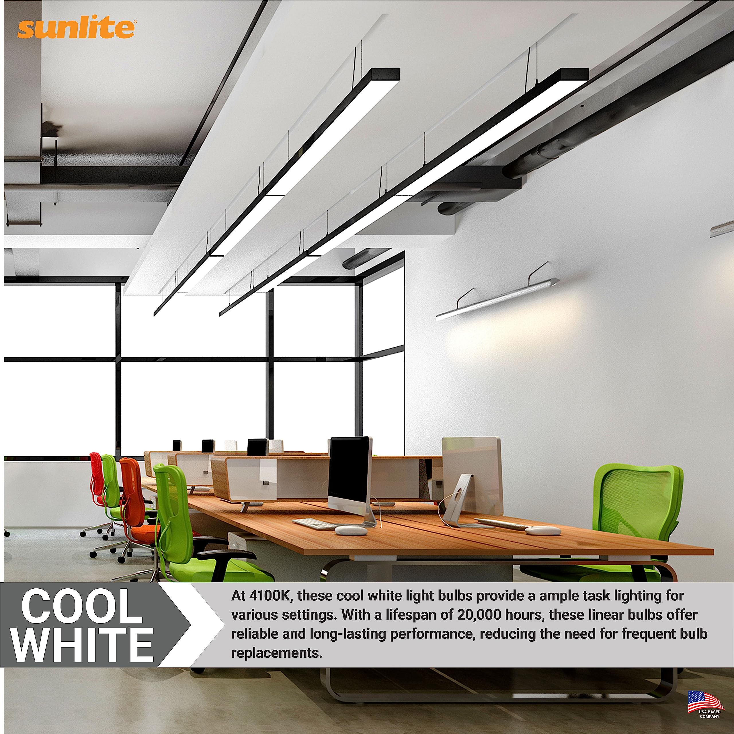 Sunlite F21T5/841 T5 Linear Fluorescent Lamp 21W 1900 Lumens 3ft 4100K Cool White Mini G5 Bi-Pin Base 40