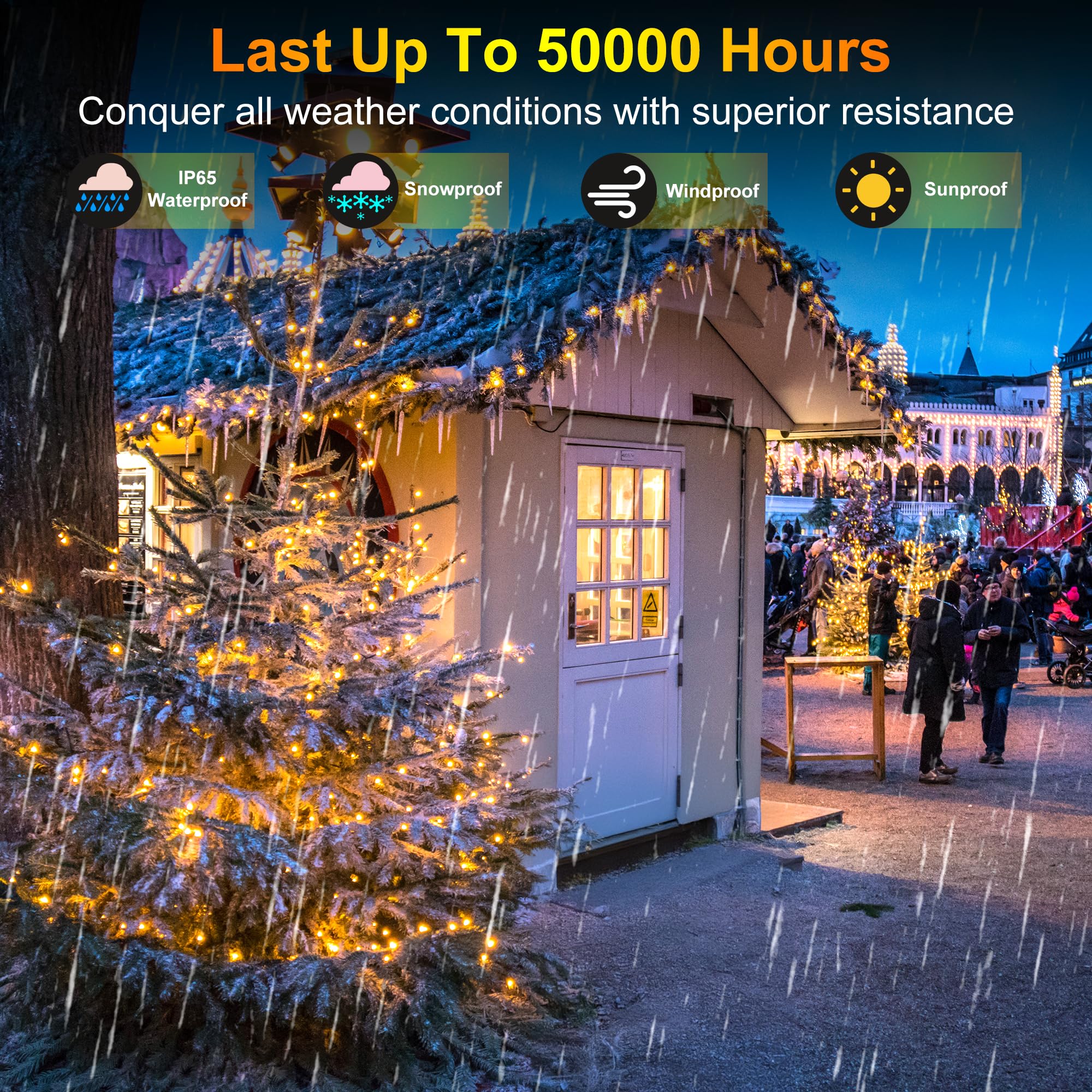 300Led String Lights Indoor Outdoor Use, 8 Lighting Modes 100Ft Fairy Lights For Outside, Christmas Tree Lights Outdoor Ip44 Waterproof For Xmas Patio Yard Fence Deck Balcony Garden Decor Warm White