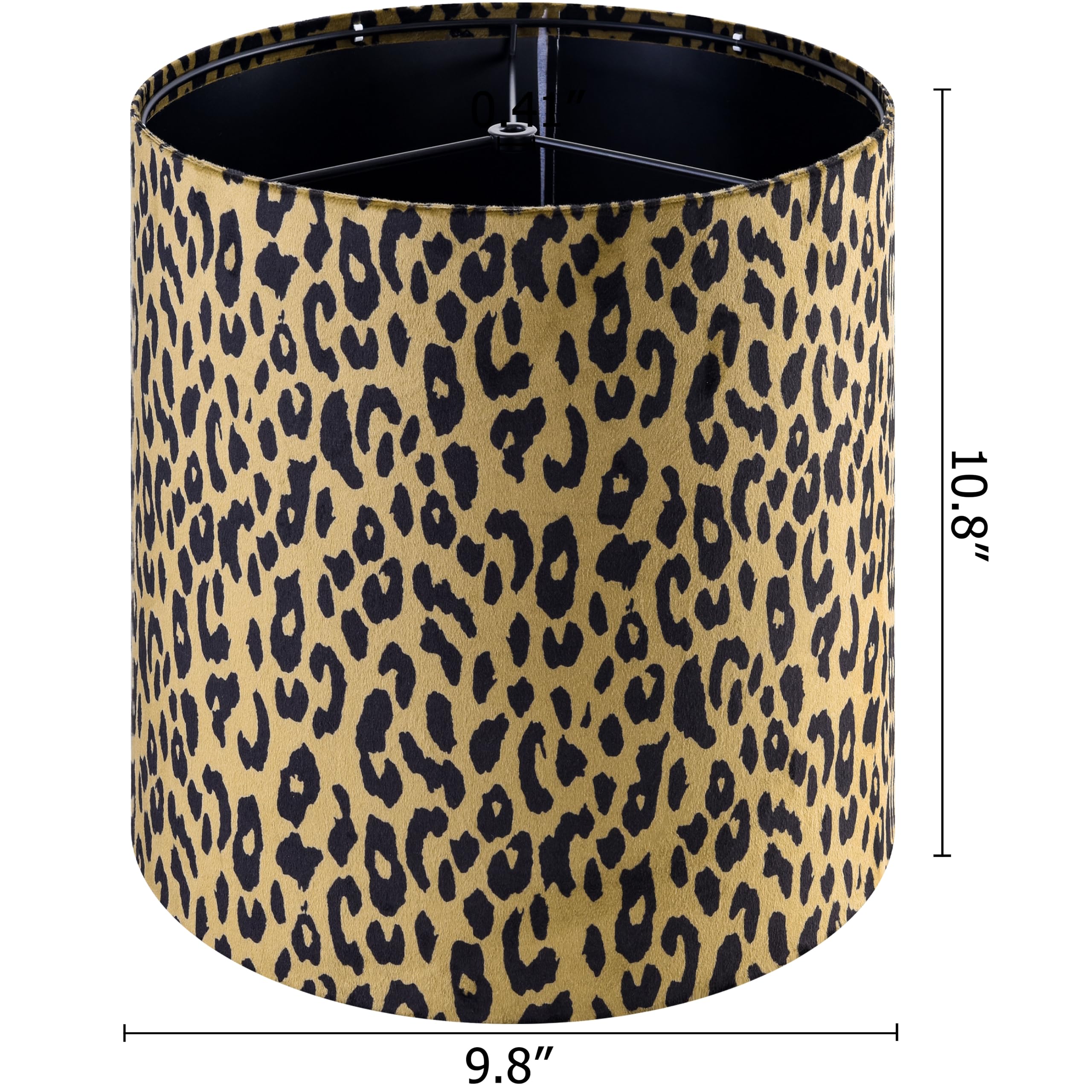 GO&SO Leopard Velvet Lamp Shades, 9.8" Small Tall Drum, Multi-Leopard Fabric, Model G12-10-1-3, Vintage Style for Table and Wall Lamps