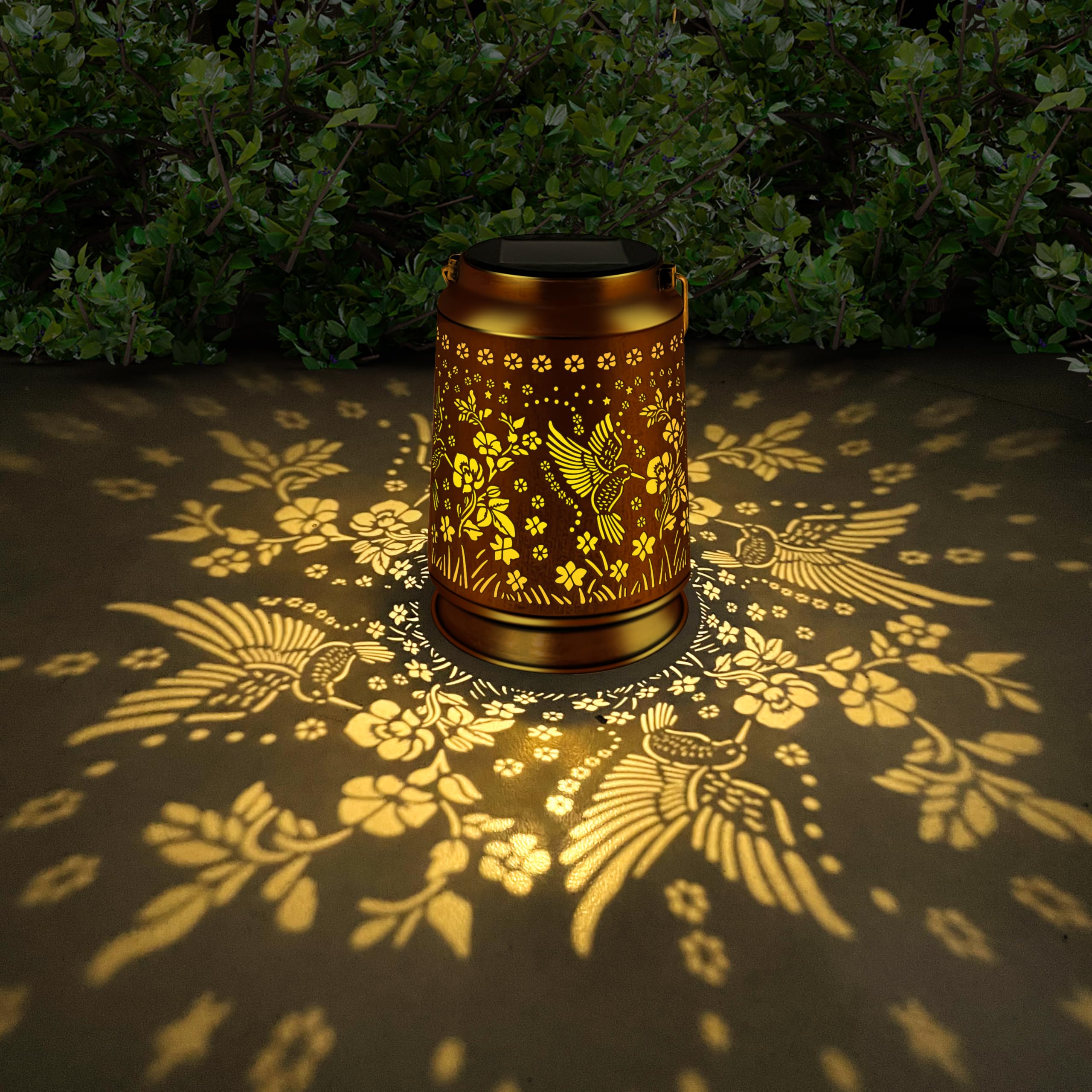 Ky&Bosam Solar Hummingbird Lanterns Outdoor Waterproof  Metal Openwork Led Hanging Solar Lights Outside Decorative For Yard Patio Backyard Deck Porch Garden Decor Birthday Gifts For Women Mom Grandma