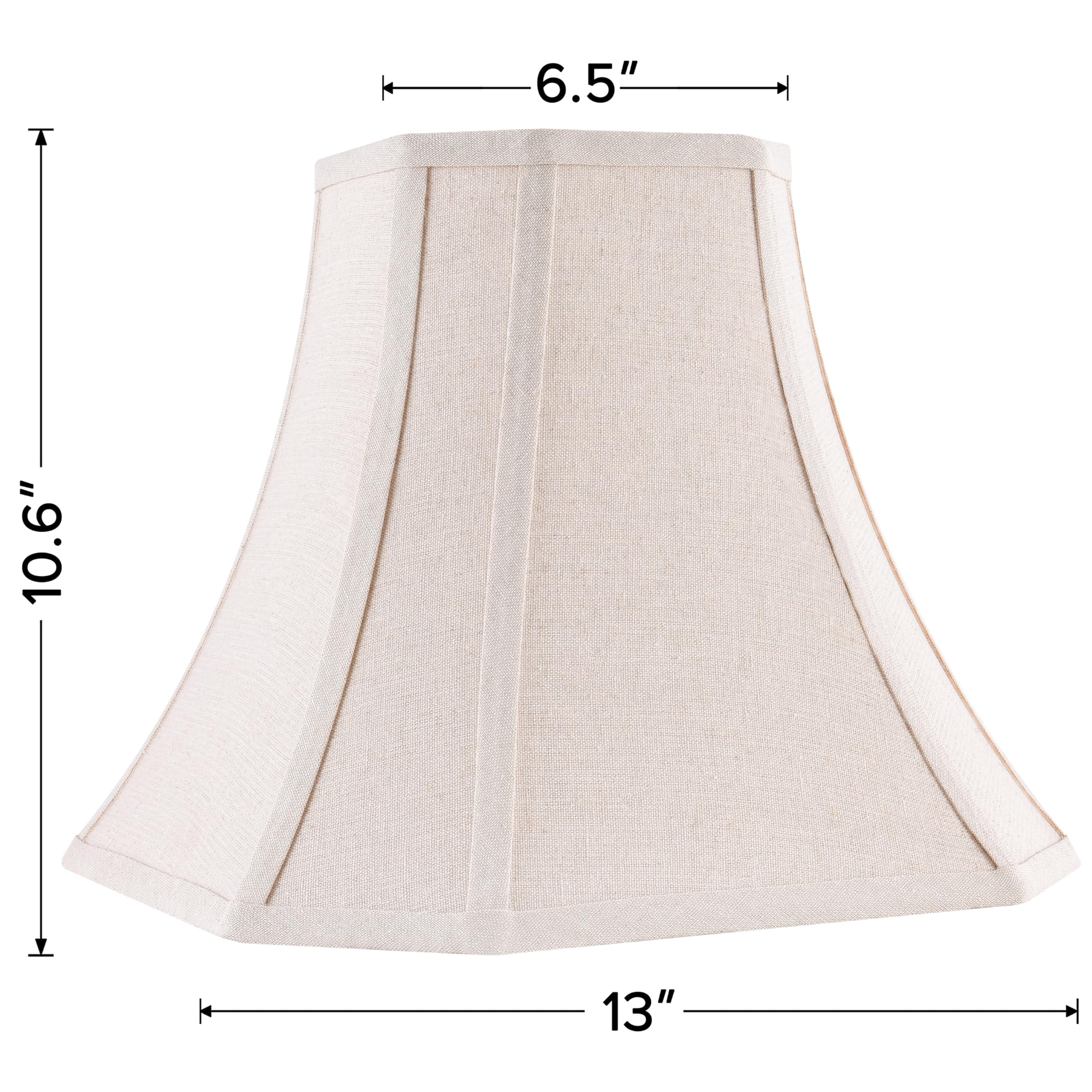 Jerhous Beige Square Cut Corner Bell Lamp Shade Set Of 2 Medium Linen Lampshade 6.5``Top×13``Bottom×10.6``Hight(Spider) Vintage Lamp Shade For Table & Floor Lamp - Lampshade Replacement