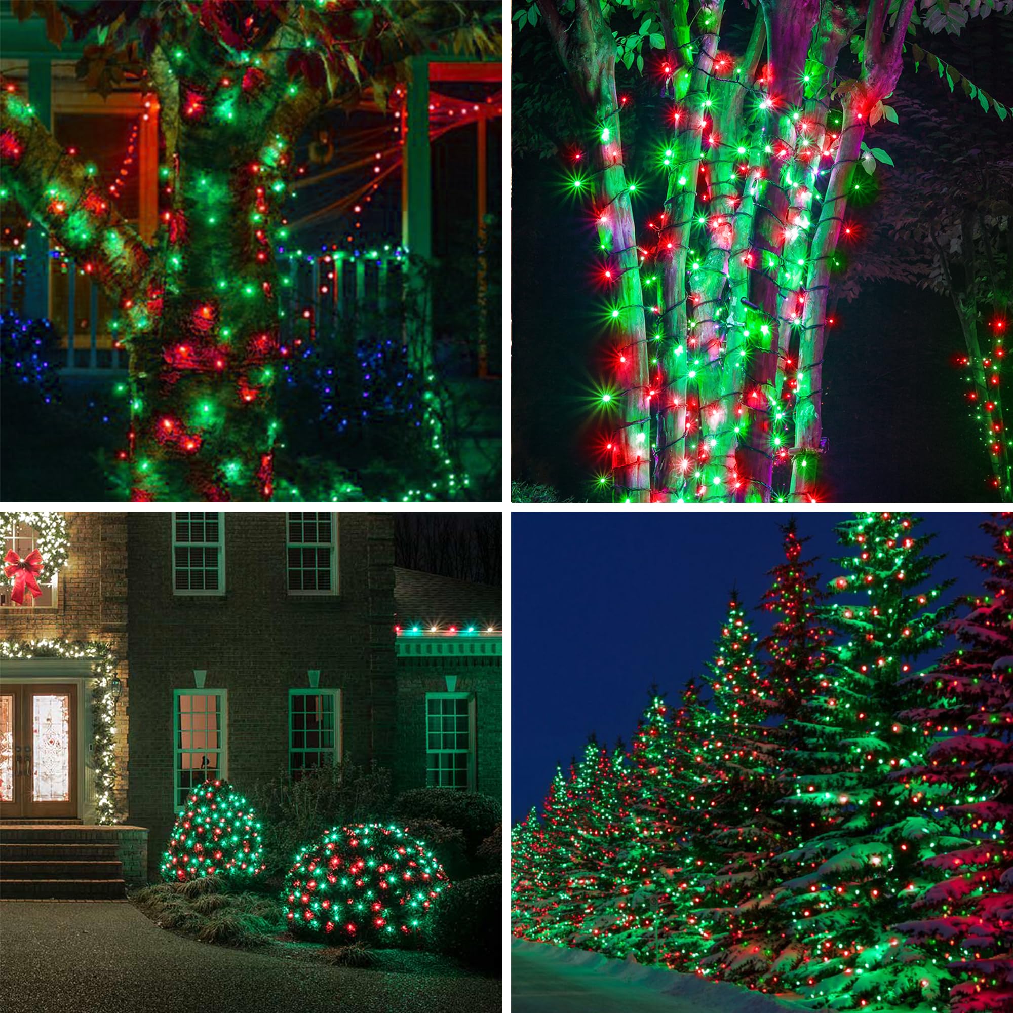 Kemooie 500 Led Christmas String Lights, 164Ft 8 Lighting Mode With Memory Plug In Green Wire Waterproof Lights, For Outdoor Bir