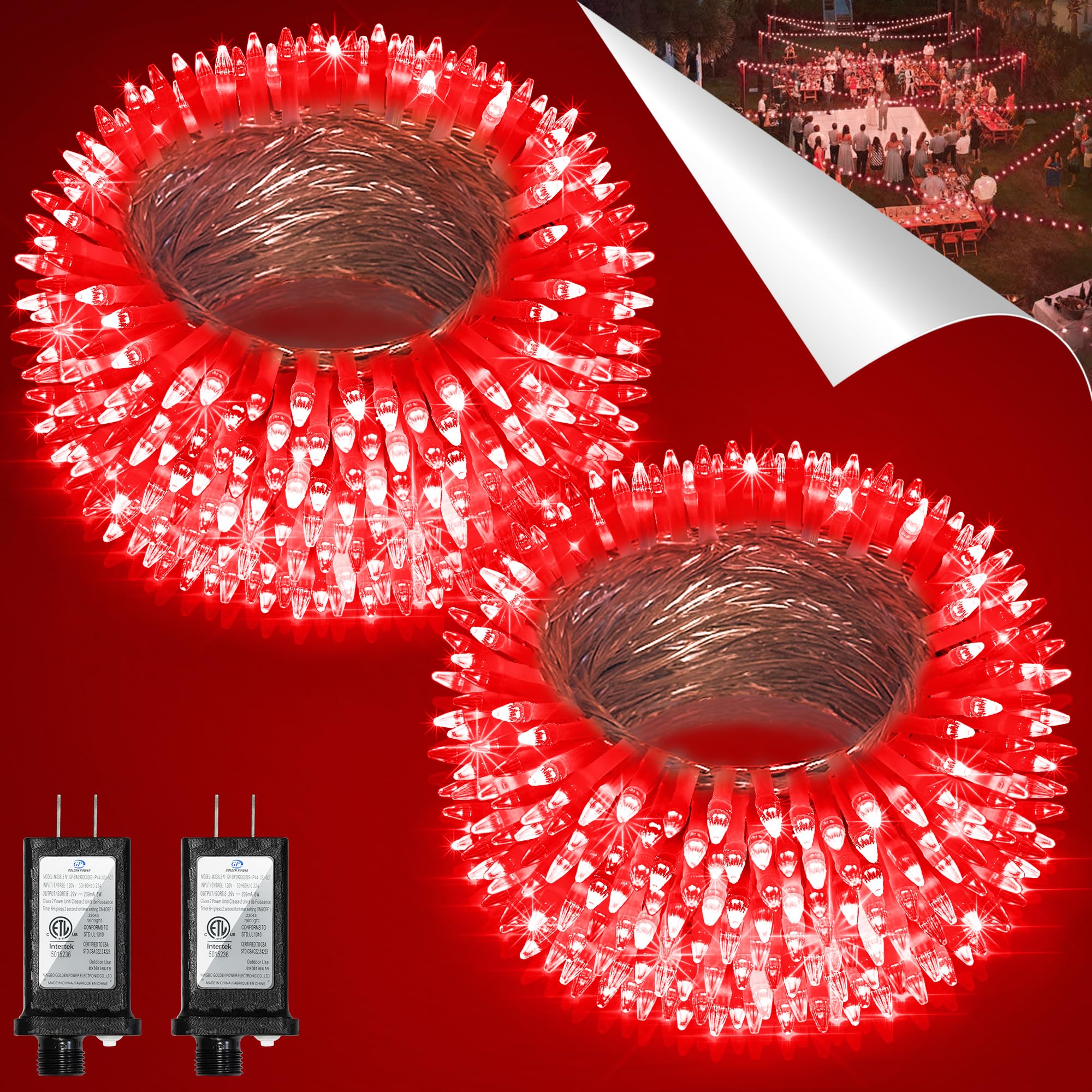 HRANBOTY LED String Lights, 200FT 600 LED, 8 Modes & Timer, Red, Indoor Outdoor Fairy Lights for Home, Tree, Yard, Wedding Decor