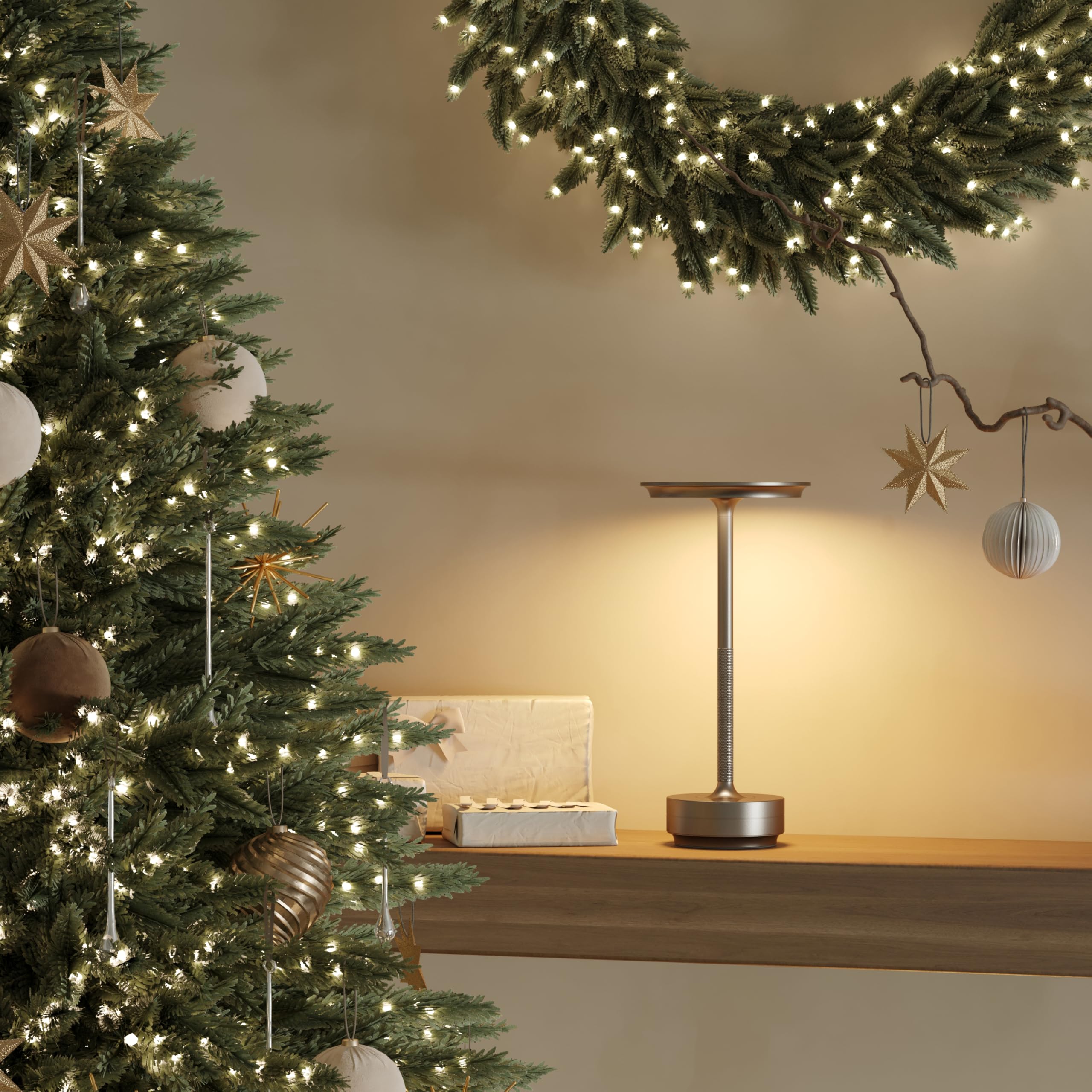 Ztflos Cordless Table Lamp,Portable Led5000Mah Battery Operated,3 Levels Of Brightness Dimming Up With Memory Function,For Resta