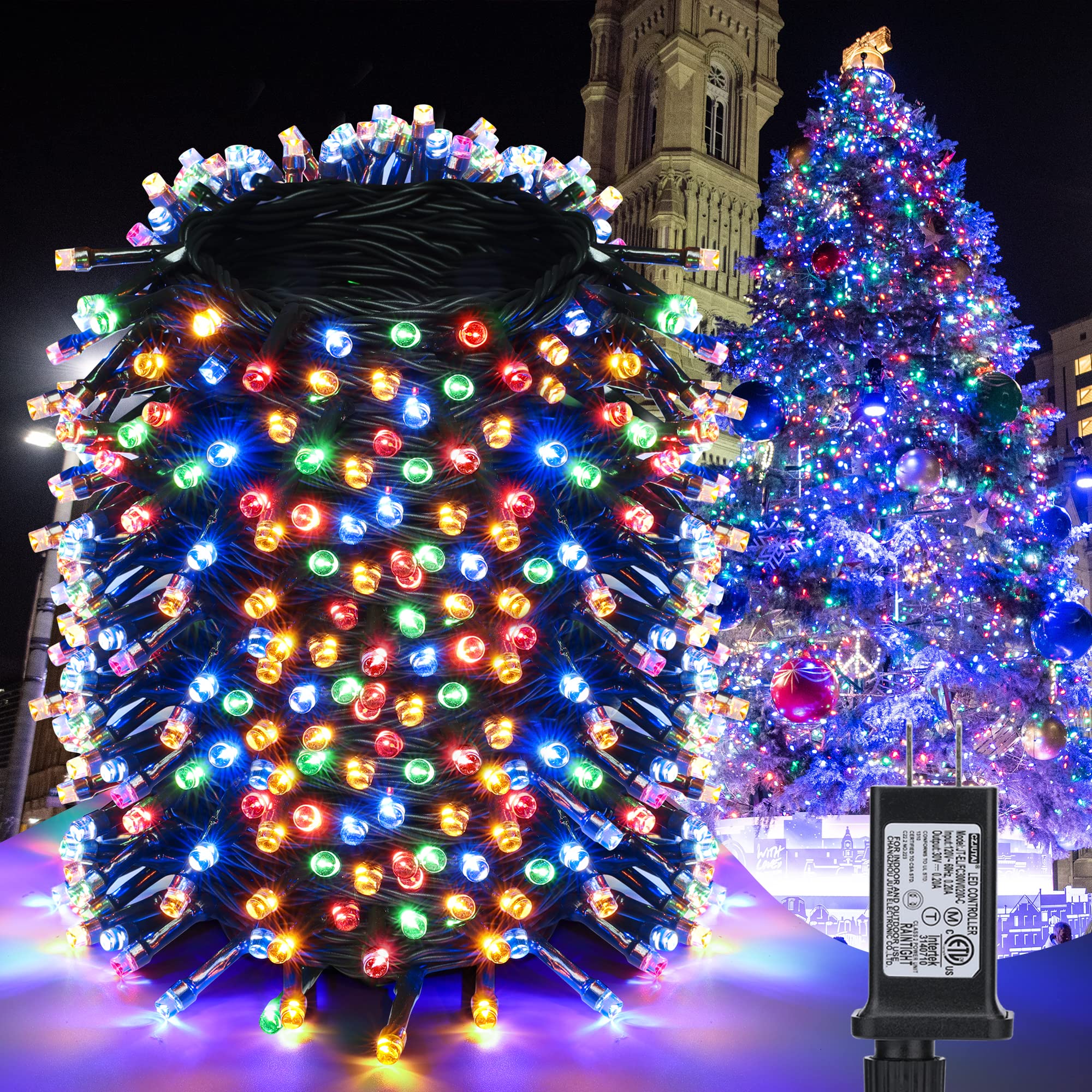 181FT 500 LED Christmas Indoor Outdoor Decorative Lights, 8 Modes Waterproof Plug in Green Wire Fairy String Lights for Christma