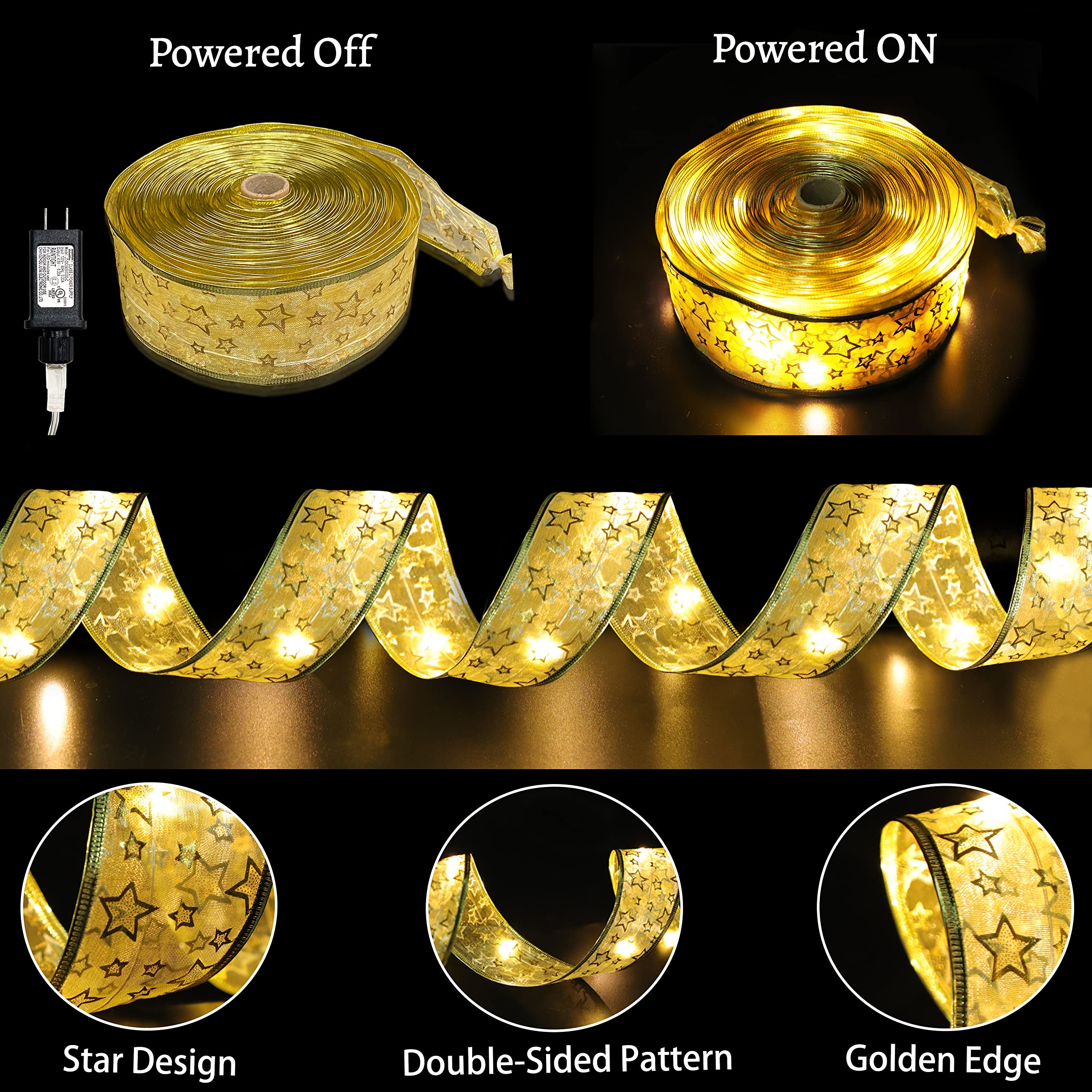 Turnmeon [ Extra Long ] 50 Ft 150 Led Ribbons Christmas Tree Lights Decorations, Adapter Powered Fairy Lights Christmas Tree Decorations Home Indoor New Year