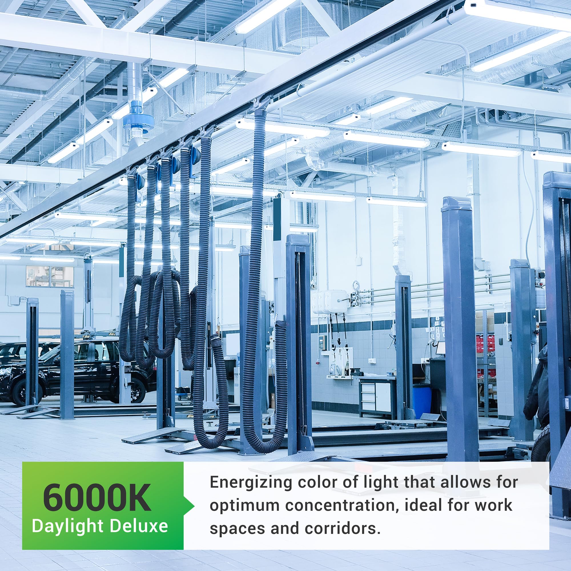 Sunco 16 Pack 40W=260W LED Shop Light for Workshop Garage 4FT, Plug in Frosted Lens Linkable Utility Industrial Fixture, 5000K W