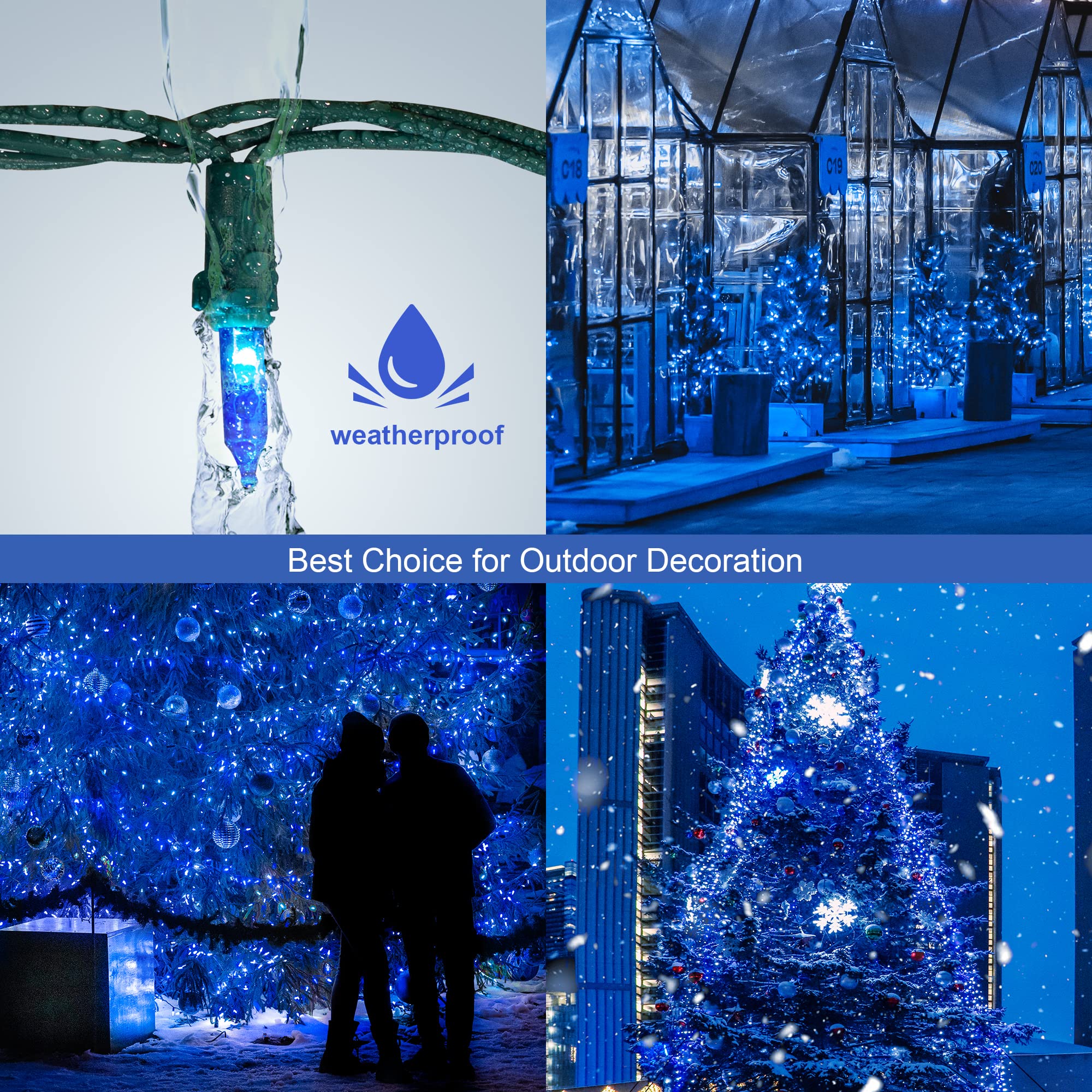 Hopolon 50 Led Blue Mini Fairy String Lights, 13Ft White Wire, 2Pack For Halloween, Christmas, Indoor/Outdoor Décor