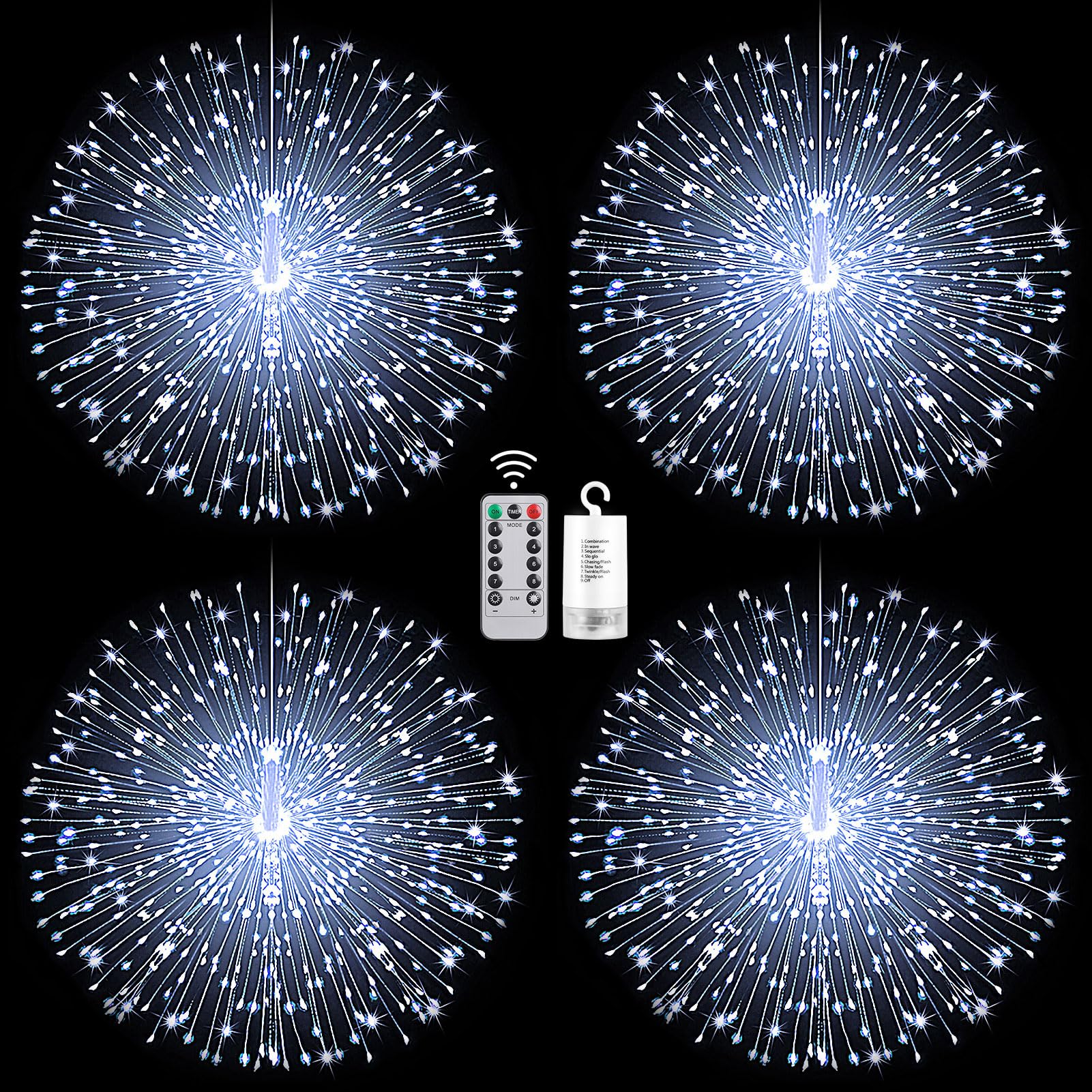 Bursting Star String Lights Christmas Lights, 225 LED 8 Modes Dimmable with Remote Control, Waterproof Copper Wire Decorative Ha