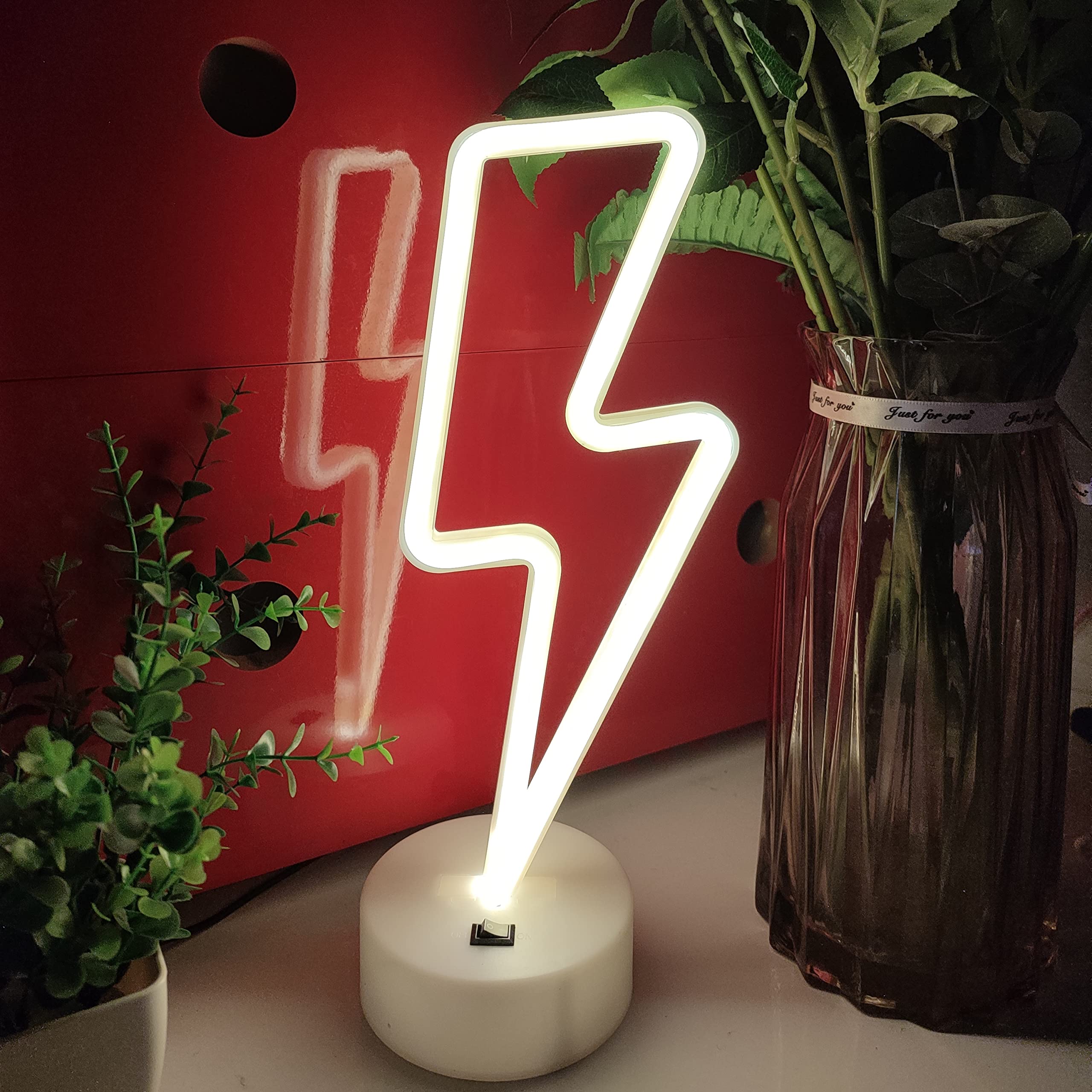 JYWJ Neon Sign with Holder Base, LED Light Decoration, Battery/USB Powered, Warm Color
