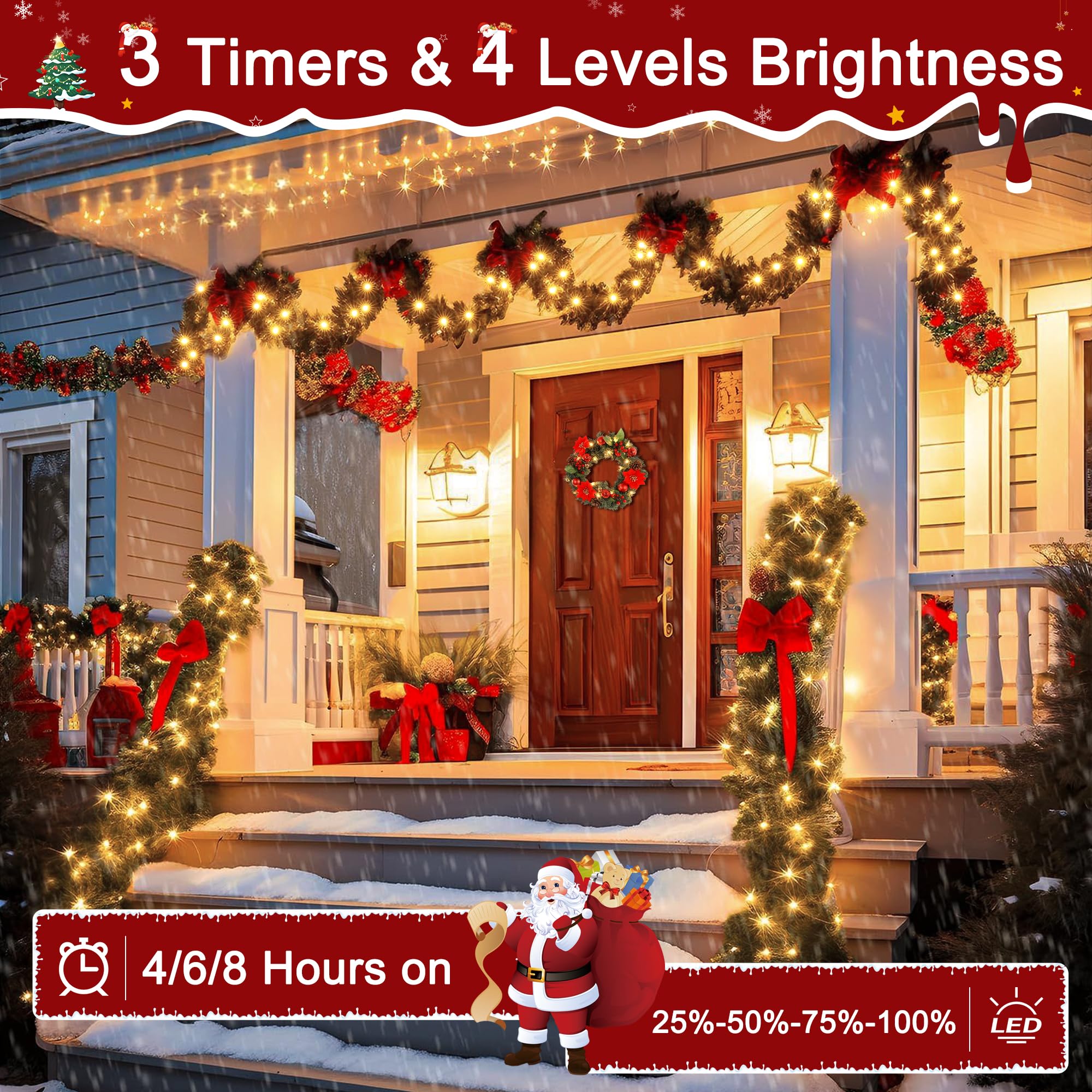 Ccinny 394Ft 1200 Led Christmas Lights Outdoor  Warm White Christmas Tree Lights Plug In  8 Modes Twinkle String Light For Bedroom Wedding Party Ceiling Xmas Home Decorations