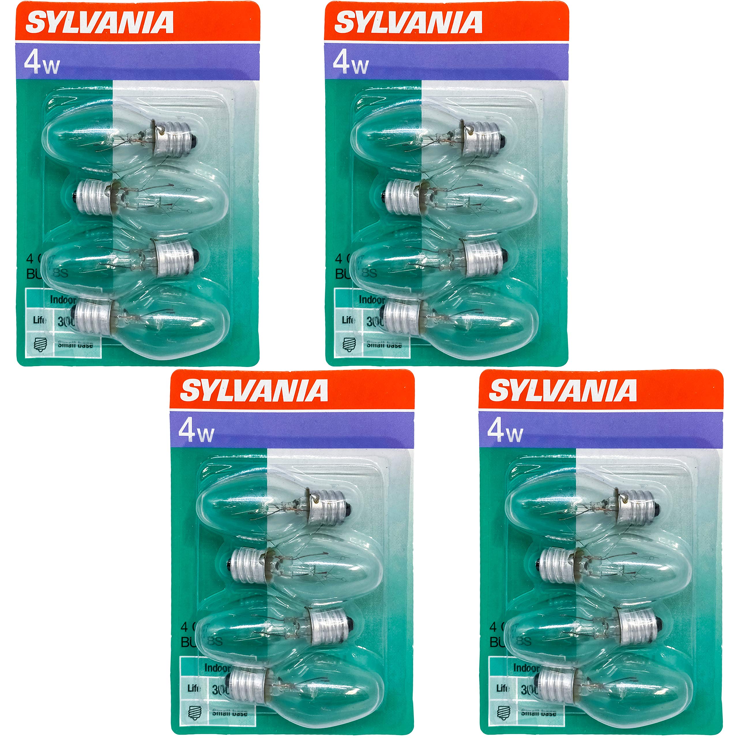 SYLVANIA C7 Incandescent Bulb, 4-Watt, Clear Finish, Candelabra Base, 1 Count