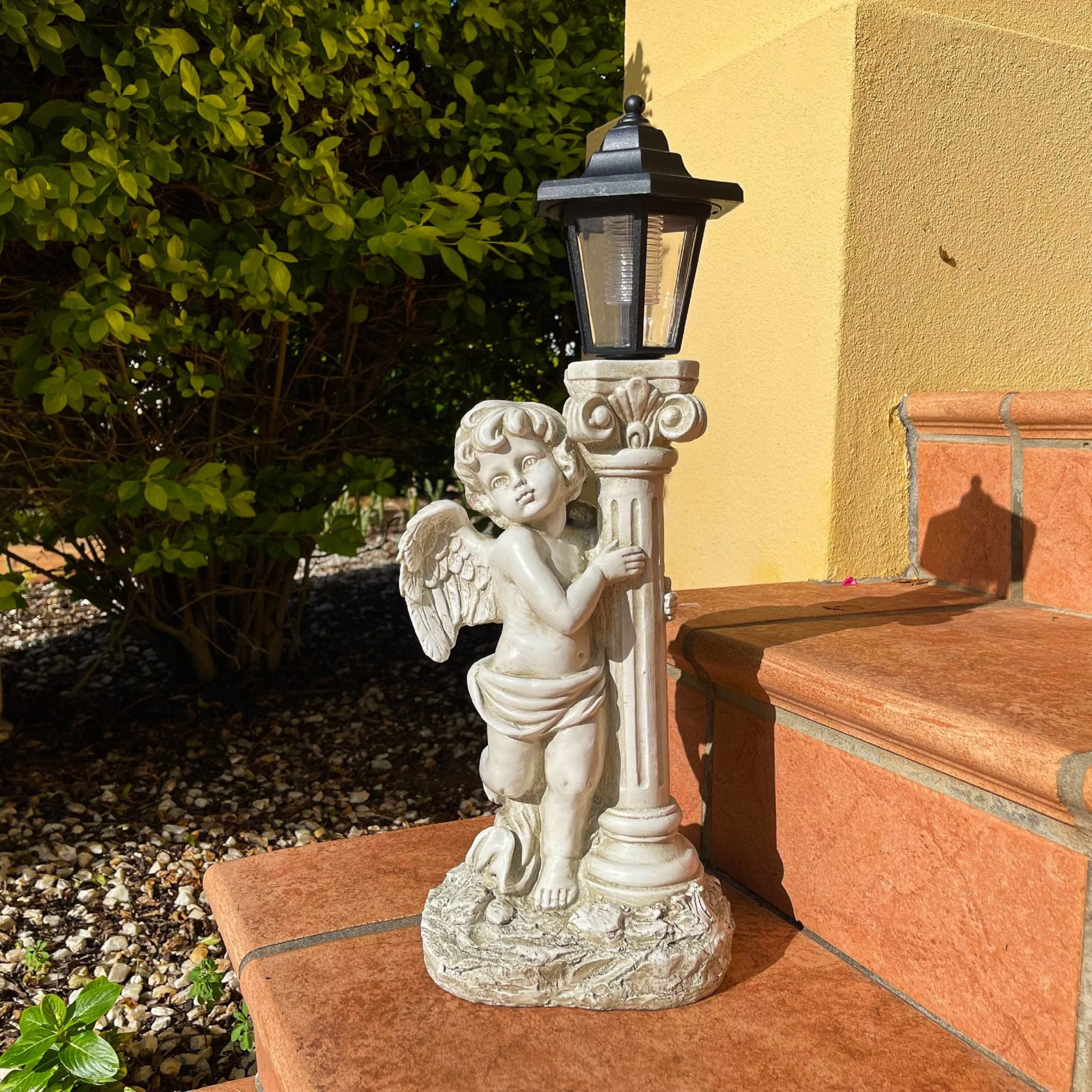 Aloak Angel Statue With Solar Lights (Left) 19.7 Inch, Outdoor Solar Angel Garden Statue With Roma Pillar For Garden Lawn Deocr, Christian Religious Gift