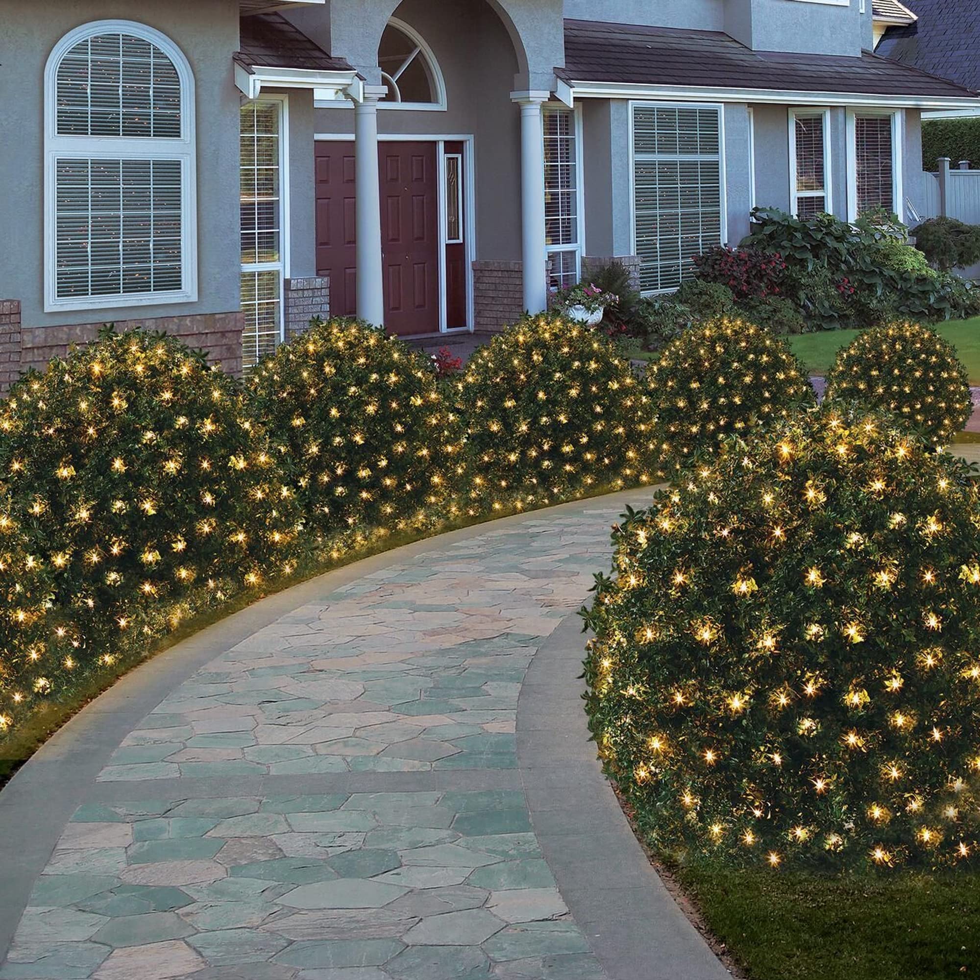 Outdoor Christmas Lights, 360 Led 12Ft X 5Ft Waterproof Christmas Net Lights Outdoor Plug In With 8 Modes, Warm White Christmas