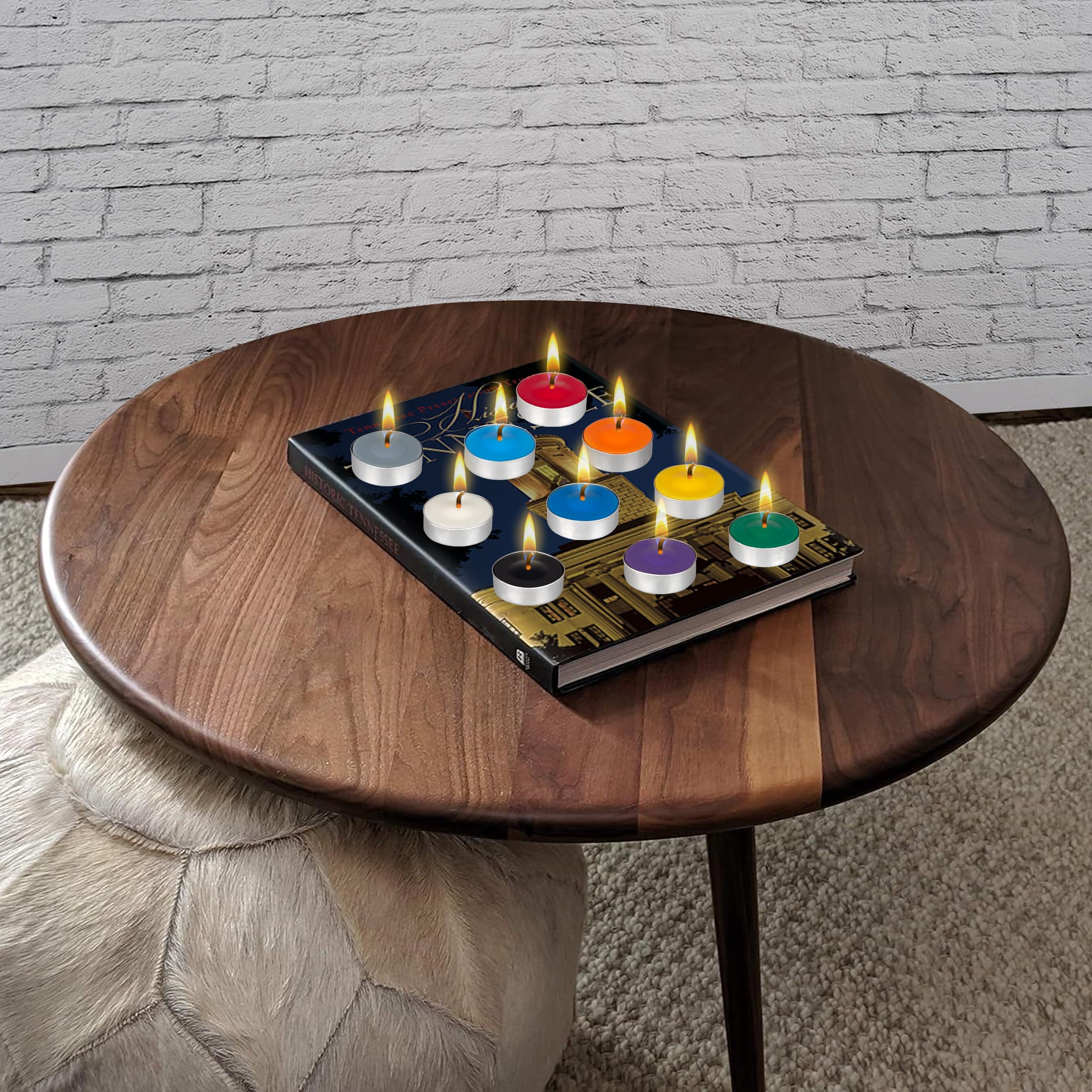 MEGA CANDLES Unscented Tea Lights - 50 pcs Assorted Colors, Wax Candles for Rituals, Spells, and Magic Supplies