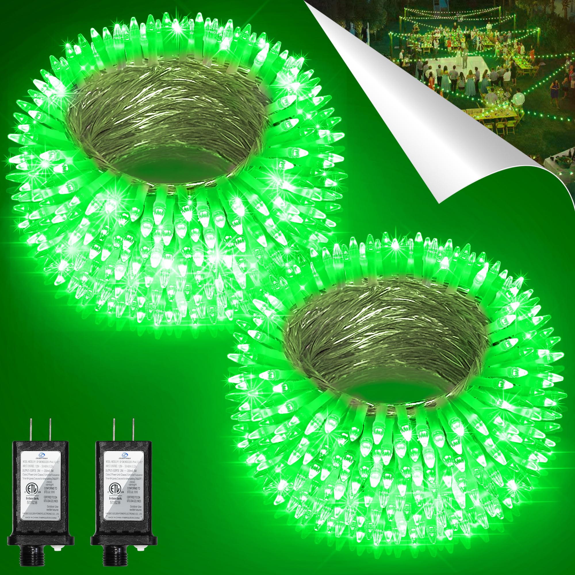 HRANBOTY 600 LED Christmas String Lights, 200FT Green Fairy Lights, Indoor Outdoor, 8 Modes & Timer, Model HS-300L