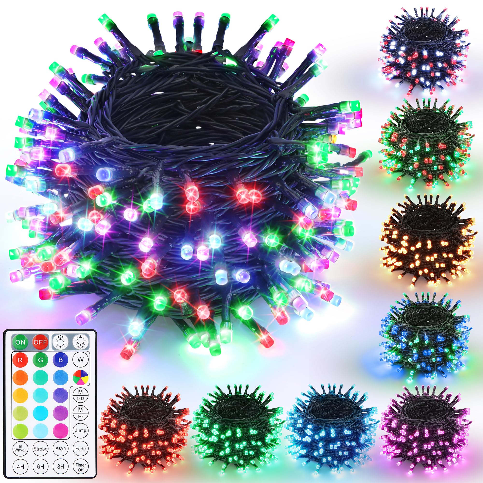 iBaycon Color Changing Christmas Lights, 33FT 100 LED RGB Christmas String Lights Outdoor, Fairy Twinkle Tree Lights with Remote