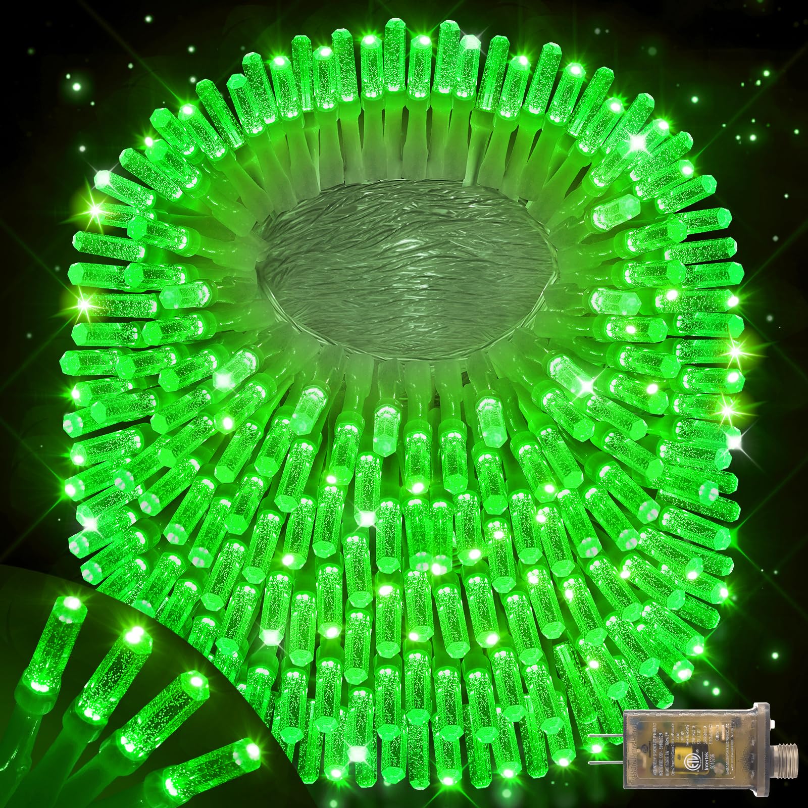 XURISEN 1400 LED Christmas Lights Outdoor, 561FT Green String Lights, 8 Modes & Memory Timer, Model XUR-STG37