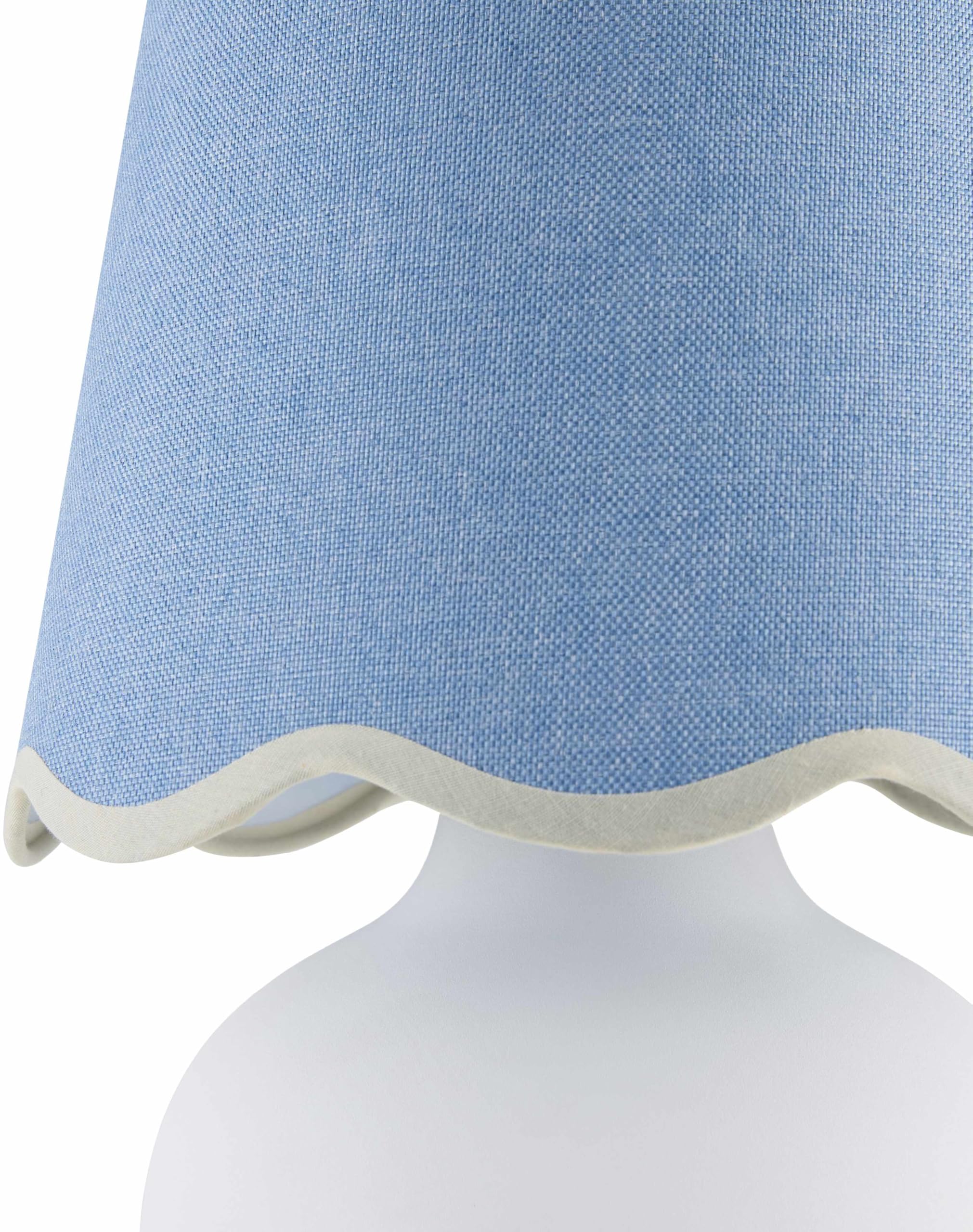 Boutiquerugs Theisseil Boho Ceramic Bedside Table Lamp For Bedroom Nightstand And Living Room - Shade Cotton - White, Cream, Blu