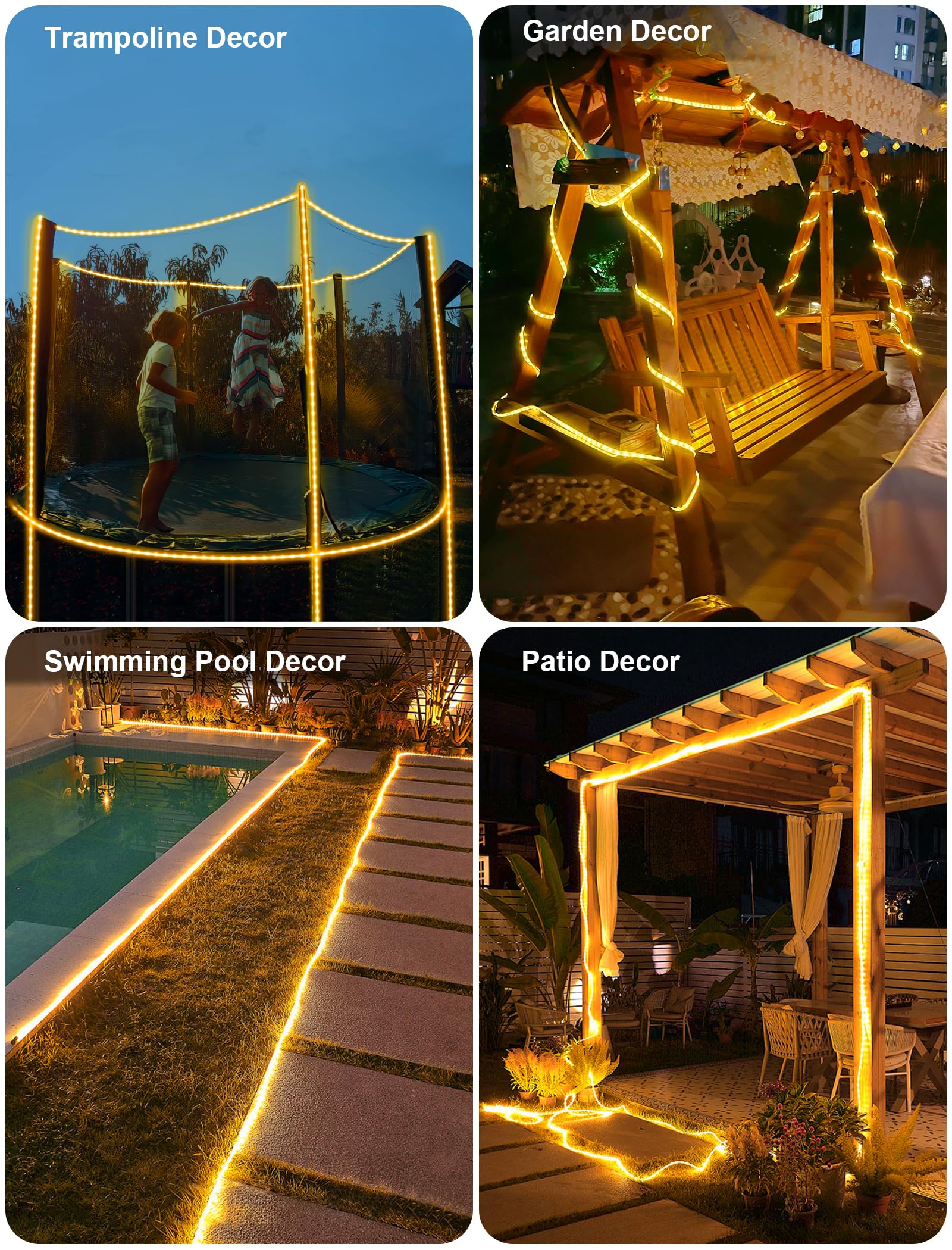 KerKoor Solar Lights Outdoor - 100 LED Fairy String Lights, Waterproof, 1 Pack, Warm White, Model 2024154202100