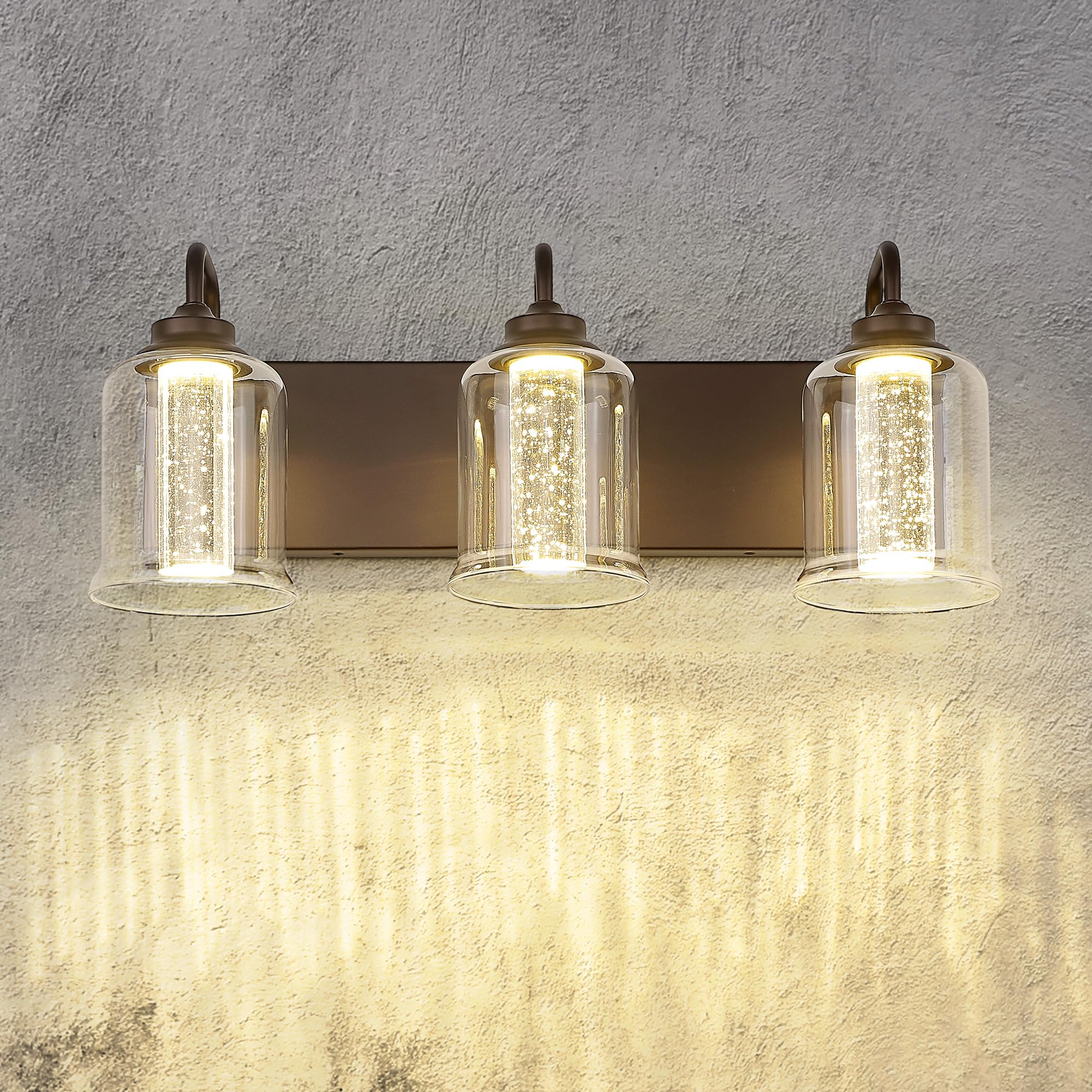 zeyu 3-Light LED Vanity Light, 15W, Crystal Bubble, 20.5 Inch, Oil Rubbed Bronze Finish, Model ZSL72B-3W ORB-1