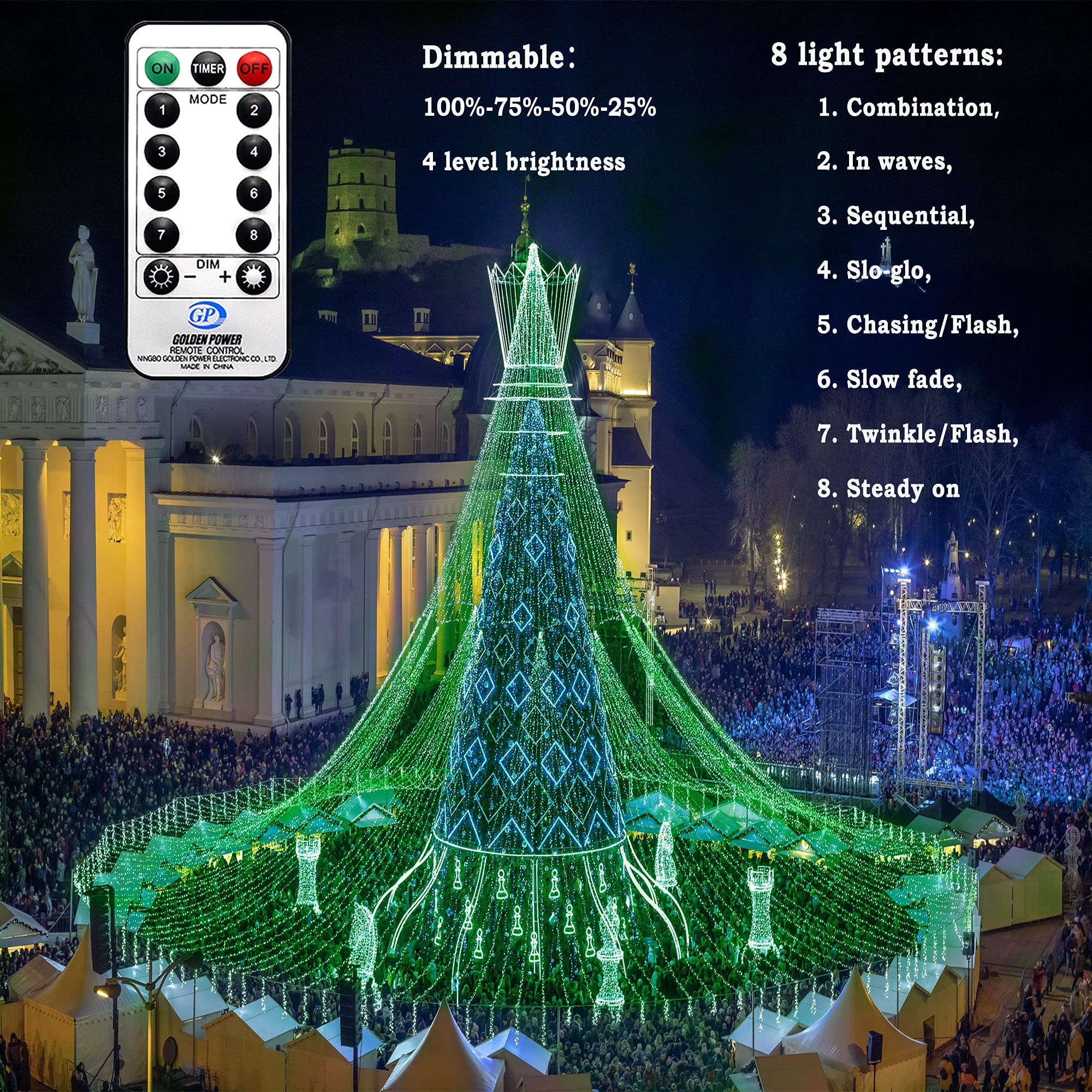 KNONEW LED String Lights 1000 Lights 403ft Waterproof Green Fairy Light 8 Modes & Timer for Outdoor Christmas Decorations Model 68KN-168LIG-NIU