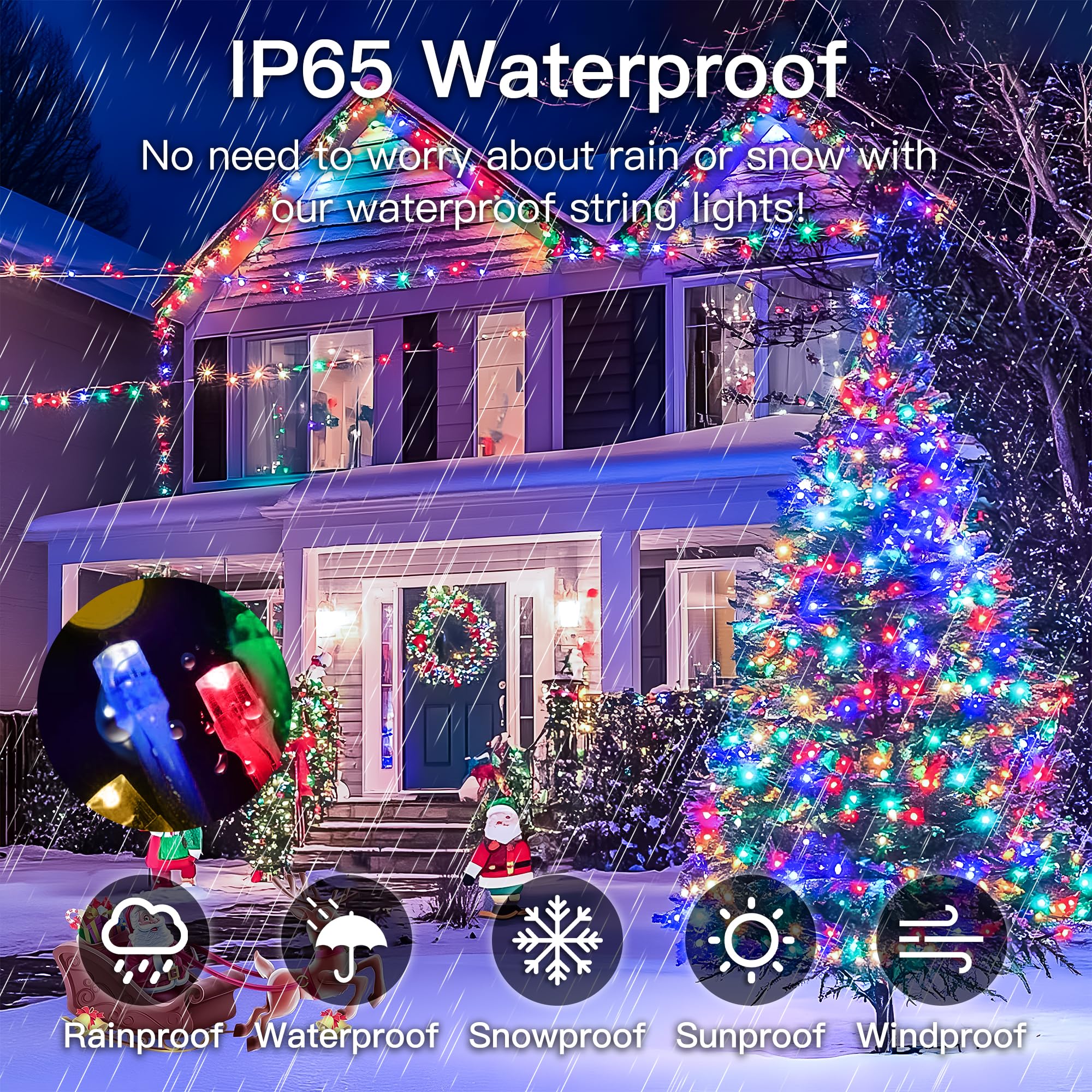 Mygoto 98Ft 200 Leds Multicolor String Lights - Waterproof Fairy Lights, 8 Modes, Ul Certified For Home, Garden, Wedding, Christmas