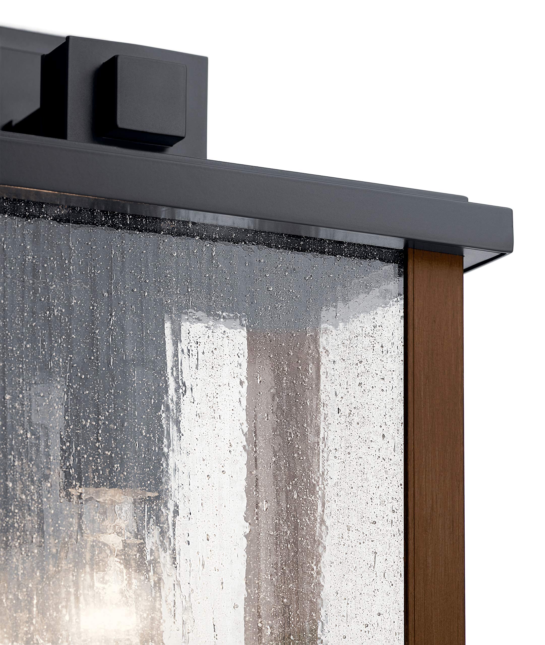 Kichler Marimount Outdoor Wall Light, 1-Light, Clear Seeded Glass, 17inH x 10inW, Black, Model 59018BK